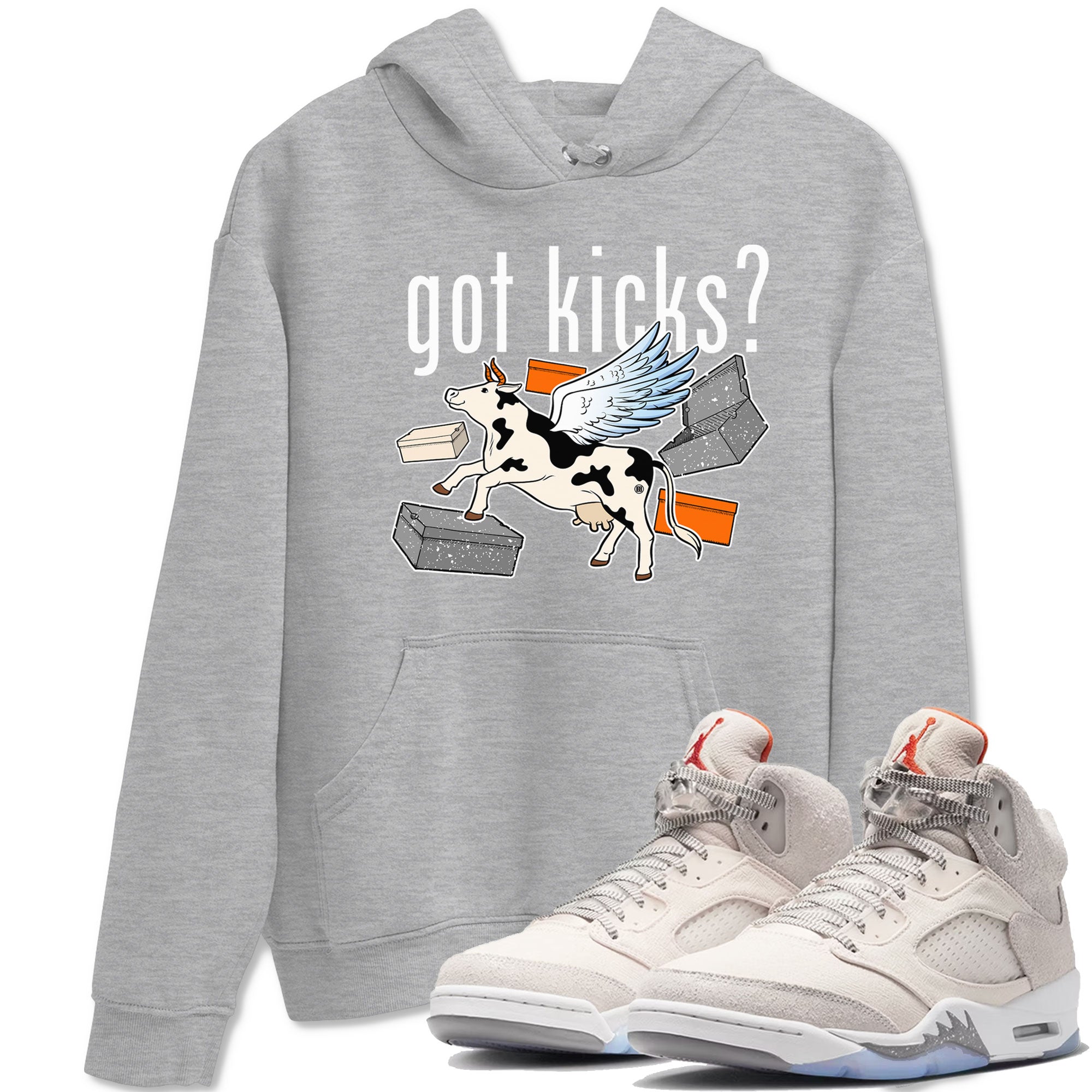 5s Craft shirt to match jordans Cow Got Kicks sneaker tees Air Jordan 5 Craft Drip Gear Zone unisex cotton Heather Grey 1 crew neck shirt