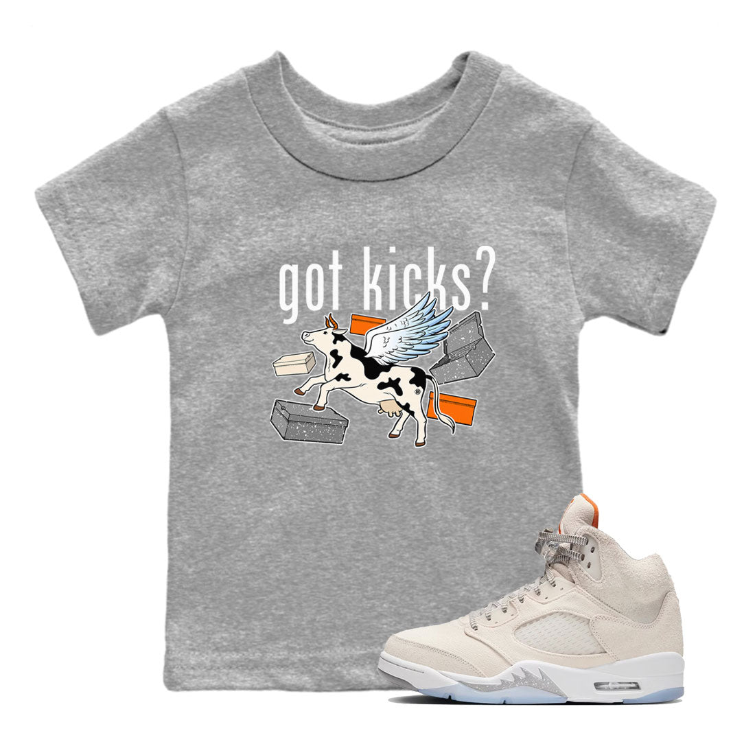 5s Craft shirt to match jordans Cow Got Kicks sneaker tees Air Jordan 5 Craft Drip Gear Zone baby toddler Heather Grey 1 cotton Shirt