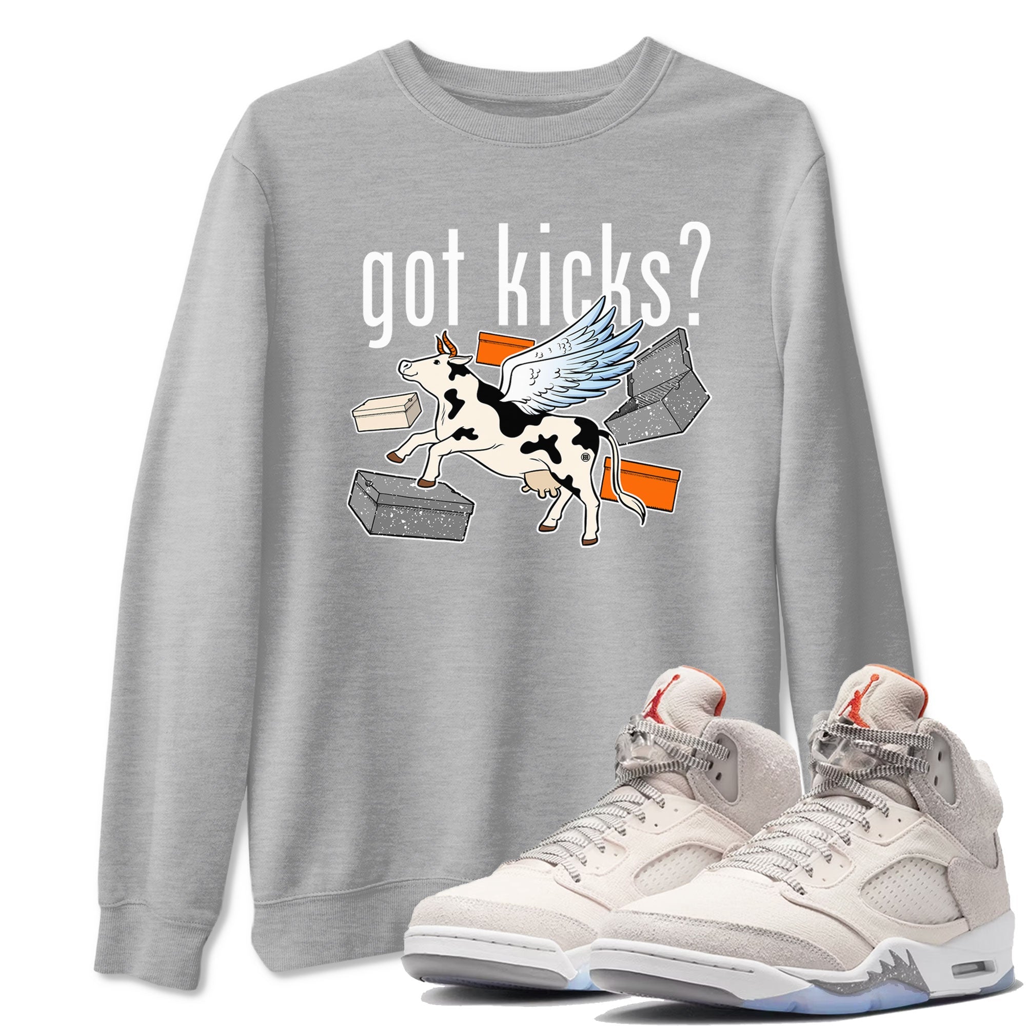 5s Craft shirt to match jordans Cow Got Kicks sneaker tees Air Jordan 5 Craft Drip Gear Zone unisex cotton Heather Grey 1 crew neck shirt