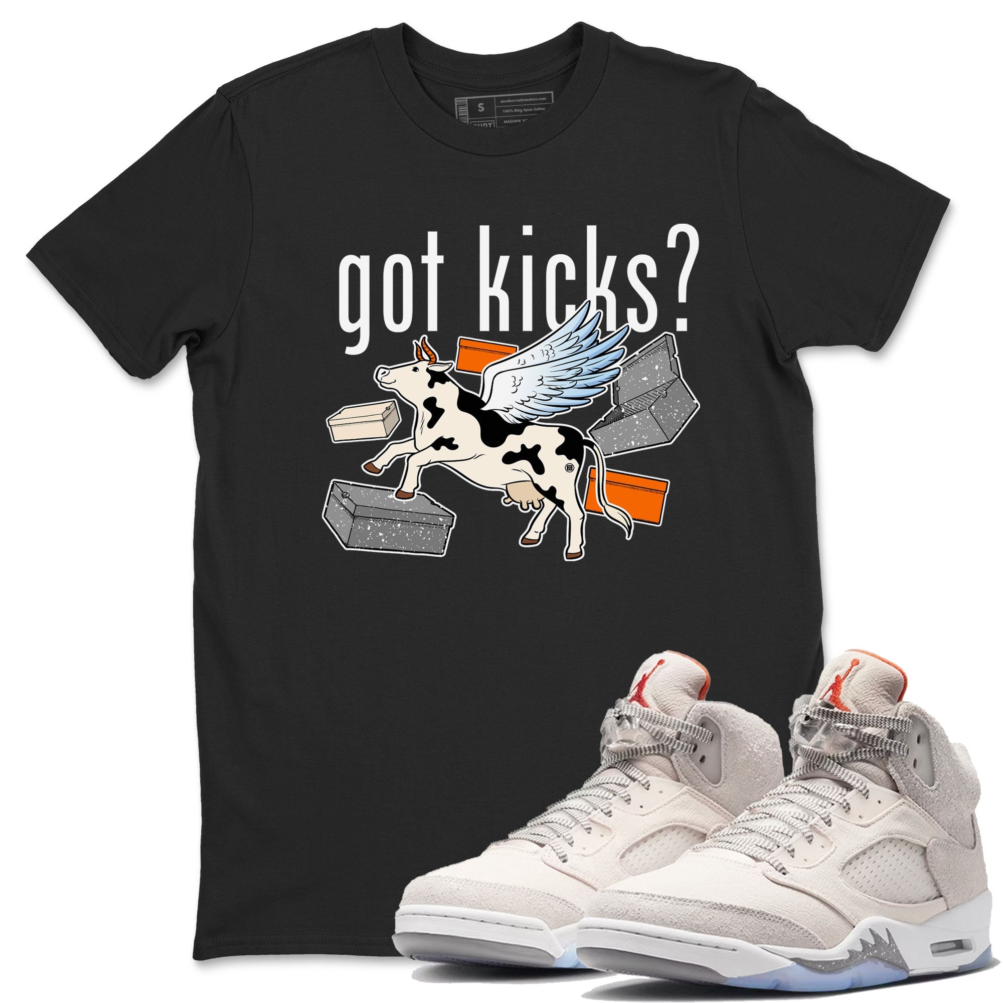 5s Craft shirt to match jordans Cow Got Kicks sneaker tees Air Jordan 5 Craft Drip Gear Zone unisex cotton Black 1 crew neck shirt