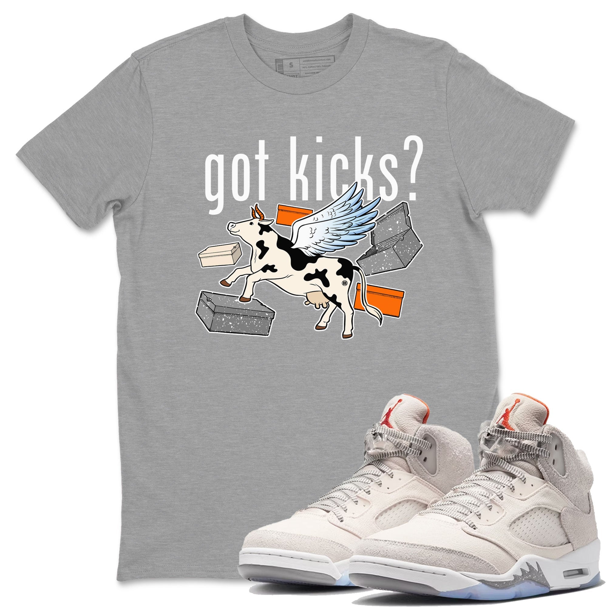 5s Craft shirt to match jordans Cow Got Kicks sneaker tees Air Jordan 5 Craft Drip Gear Zone unisex cotton Heather Grey 1 crew neck shirt