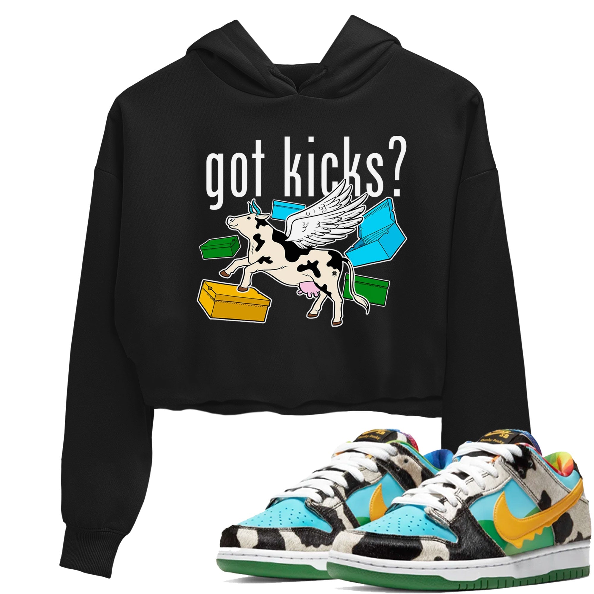 Nike Dunk Chunky Dunky shirt to match jordans Cow Got Kicks sneaker tees Dunks Chunky Dunky Drip Gear Zone Black 2 crop length shirt