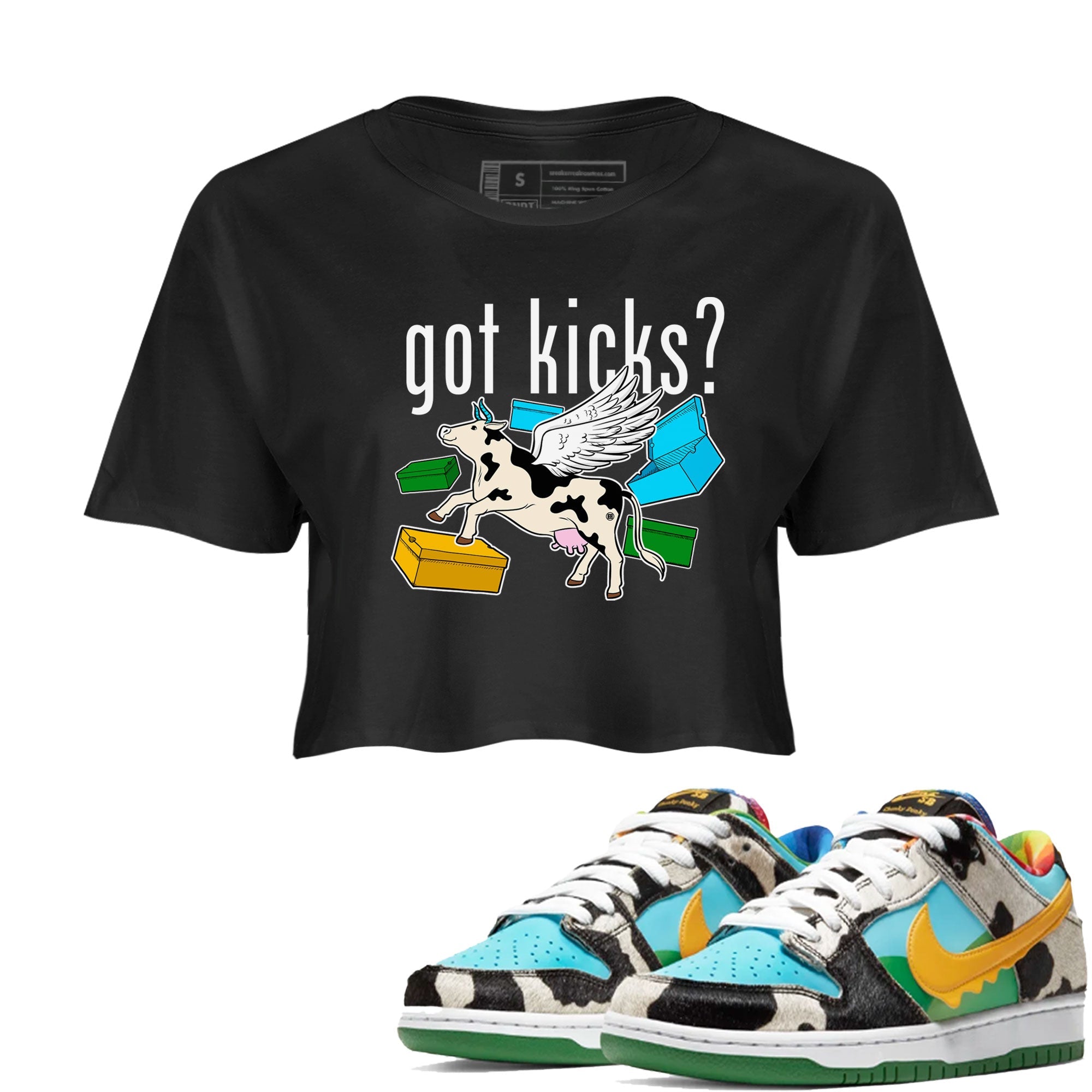 Nike Dunk Chunky Dunky shirt to match jordans Cow Got Kicks sneaker tees Dunks Chunky Dunky Drip Gear Zone Black 1 crop length shirt