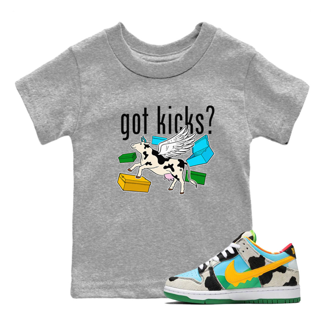 Nike Dunk Chunky Dunky shirt to match jordans Cow Got Kicks sneaker tees Dunks Chunky Dunky Drip Gear Zone baby toddler Heather Grey 1 cotton Shirt