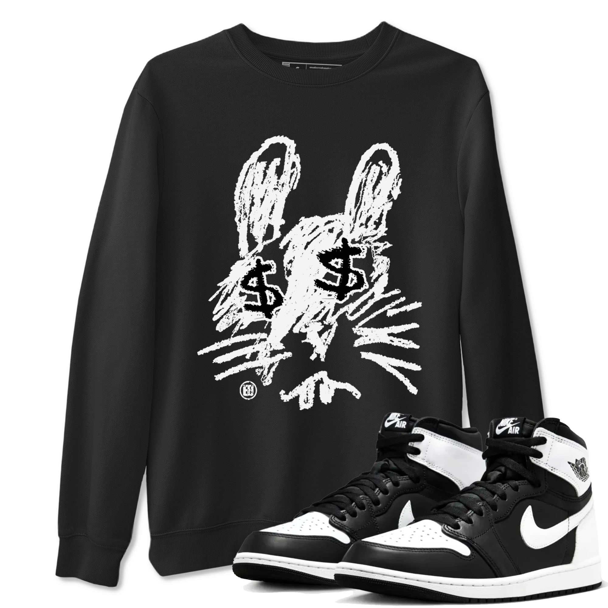 1s Black White shirt to match jordans streetwear brand Crayon Bunny sneaker tees Air Jordan 1 Black White Drip Gear Zone unisex cotton Black 1 crew neck shirt