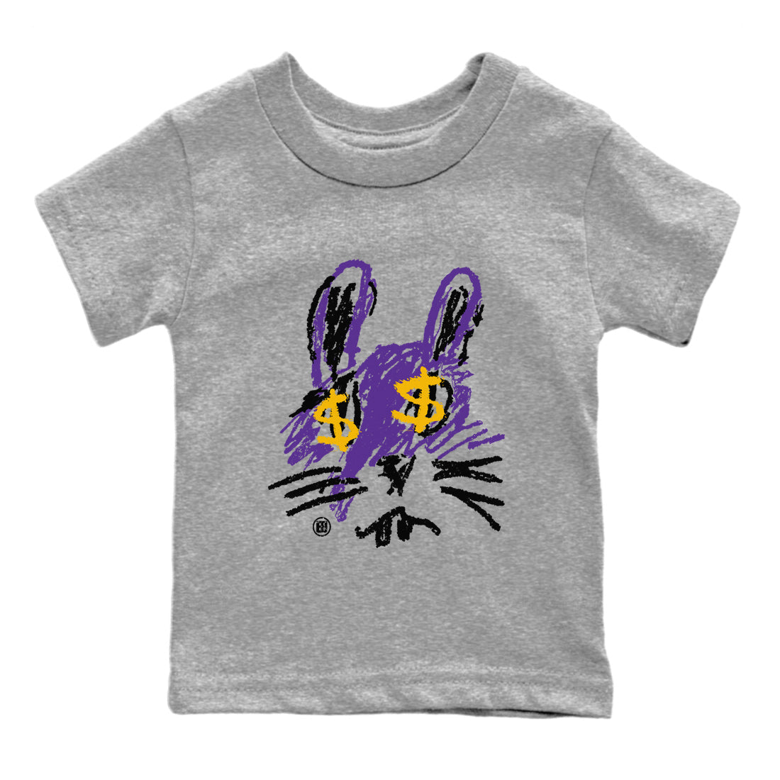 Air Jordan 12 Field Purple Sneaker Match Tees Crayon Bunny Streetwear Sneaker Shirt AJ12 Field Purple Drip Gear Zone Sneaker Matching Clothing Kids Shirts Heather Grey 2