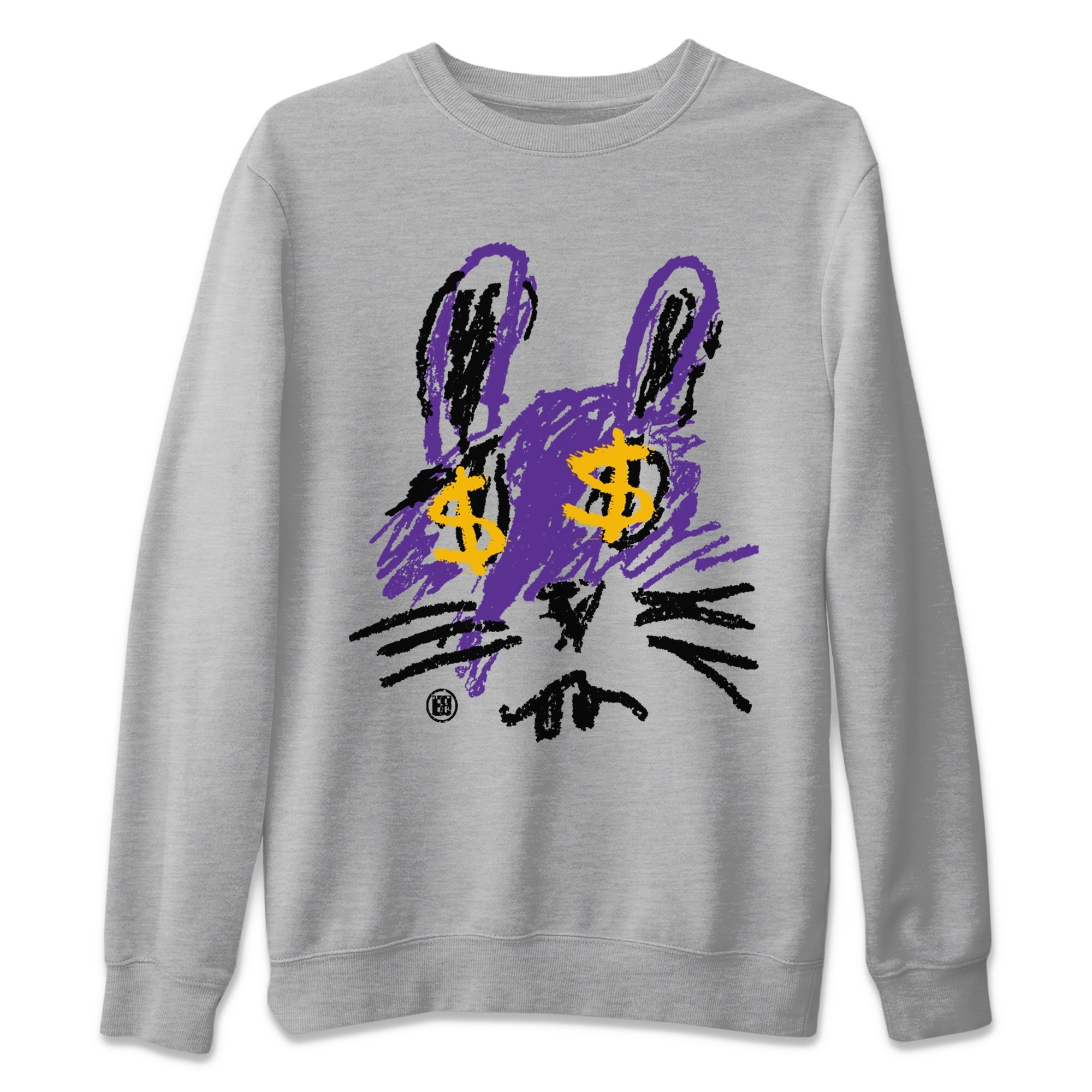 Air Jordan 12 Field Purple Sneaker Match Tees Crayon Bunny Streetwear Sneaker Shirt AJ12 Field Purple Drip Gear Zone Sneaker Matching Clothing Unisex Shirts Heather Grey 2