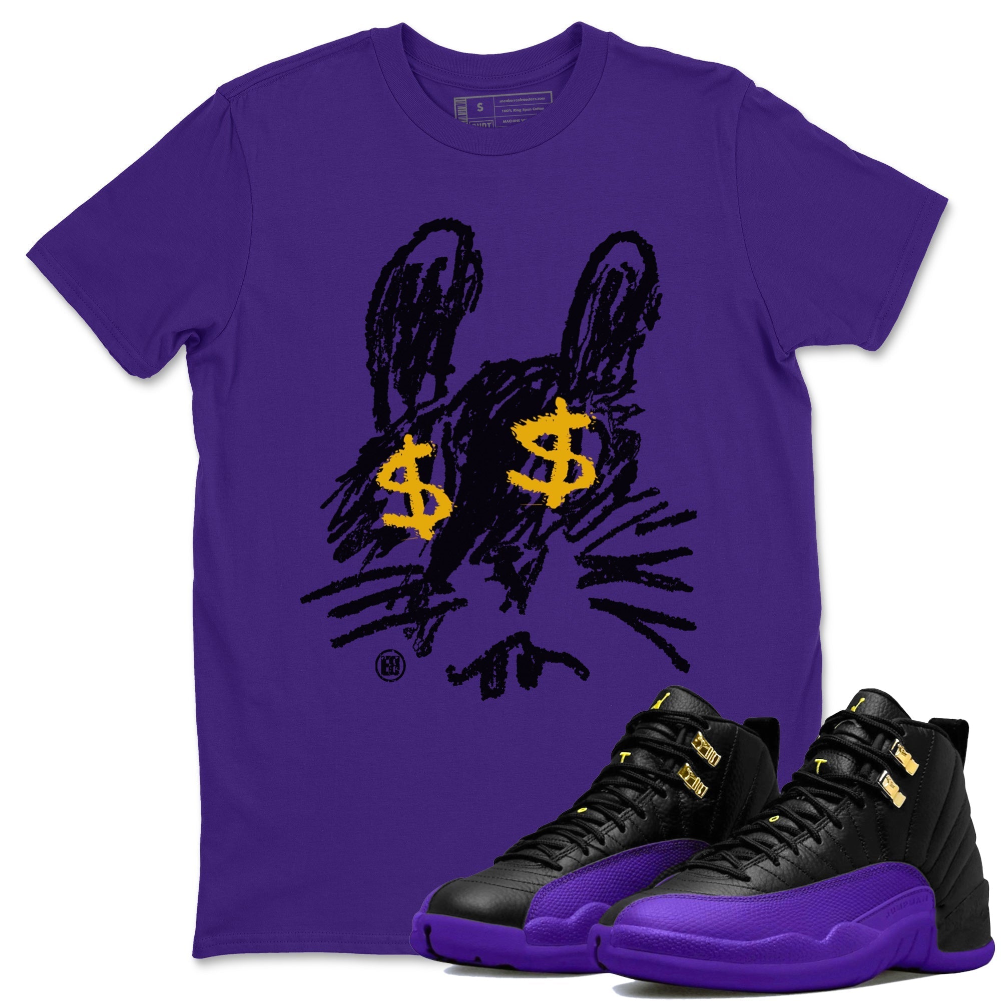 Air Jordan 12 Field Purple Sneaker Match Tees Crayon Bunny Streetwear Sneaker Shirt AJ12 Field Purple Drip Gear Zone Sneaker Matching Clothing Unisex Shirts Purple 1