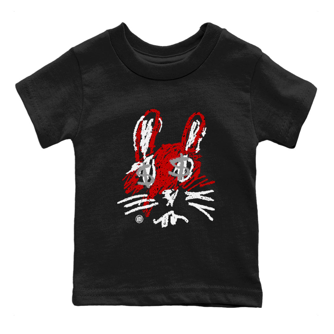 Air Jordan 4 Red Cement Sneaker Match Tees Crayon Bunny Streetwear Sneaker Shirt AJ4 Red Cement Sneaker Release Tees Kids Shirts Black 2