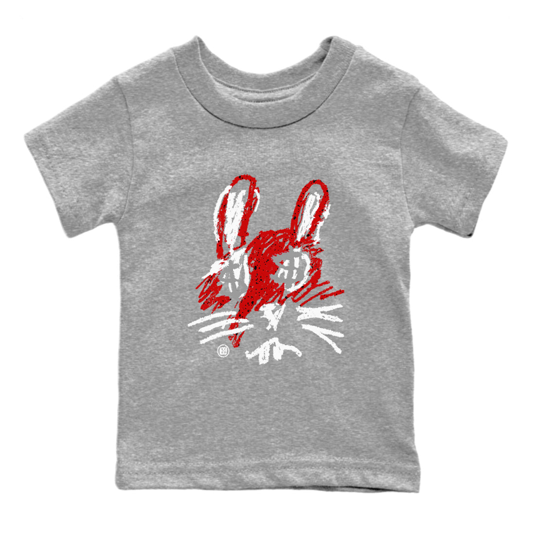 Air Jordan 4 Red Cement Sneaker Match Tees Crayon Bunny Streetwear Sneaker Shirt AJ4 Red Cement Sneaker Release Tees Kids Shirts Heather Grey 2