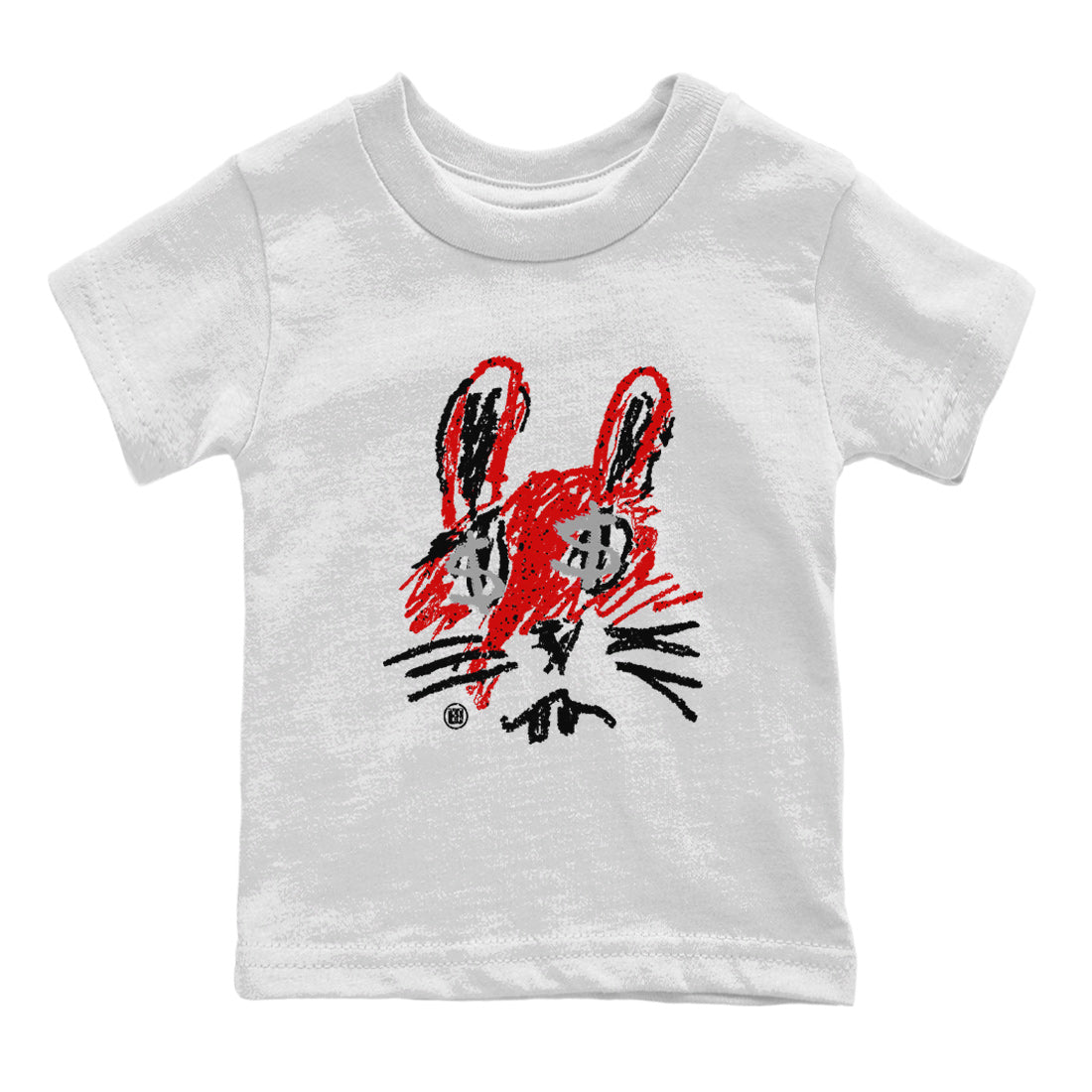 Air Jordan 4 Red Cement Sneaker Match Tees Crayon Bunny Streetwear Sneaker Shirt AJ4 Red Cement Sneaker Release Tees Kids Shirts White 2