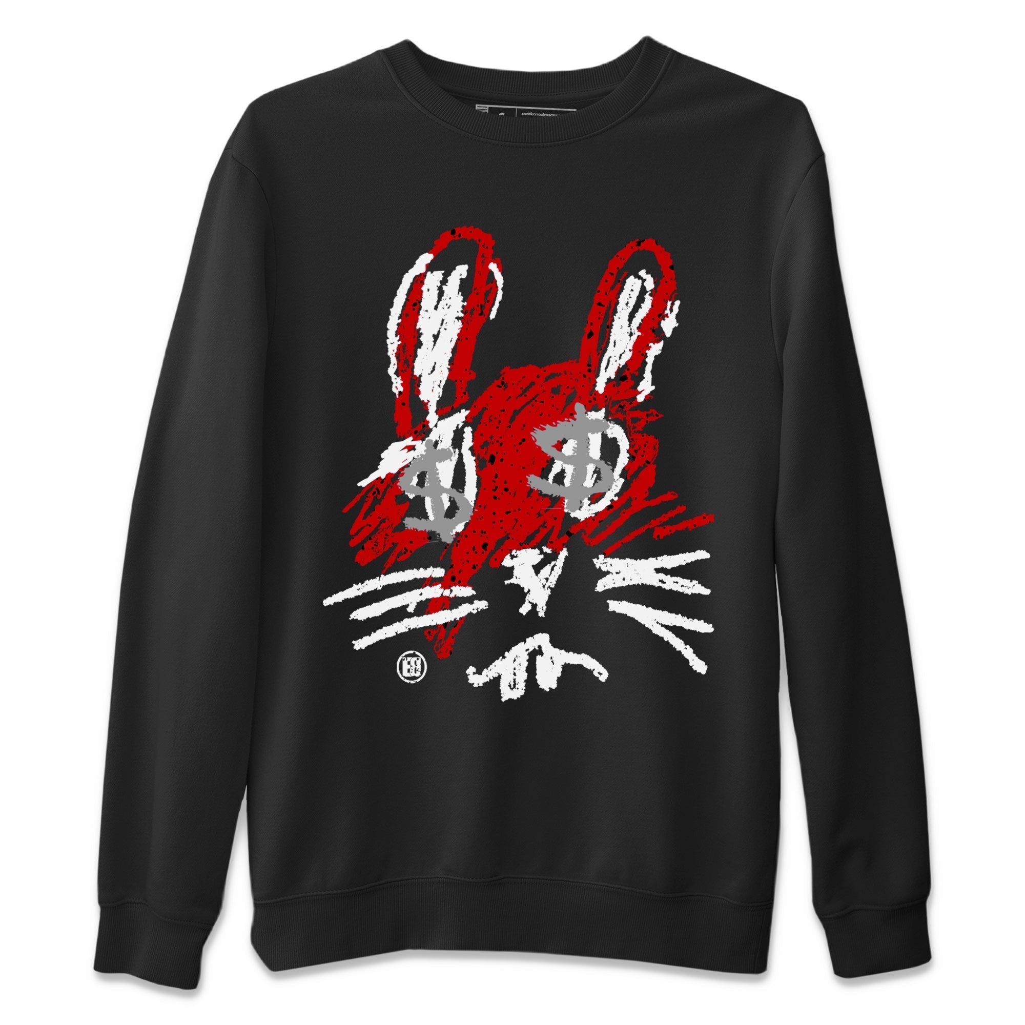 Air Jordan 4 Red Cement Sneaker Match Tees Crayon Bunny Streetwear Sneaker Shirt AJ4 Red Cement Sneaker Release Tees Unisex Shirts Black 2