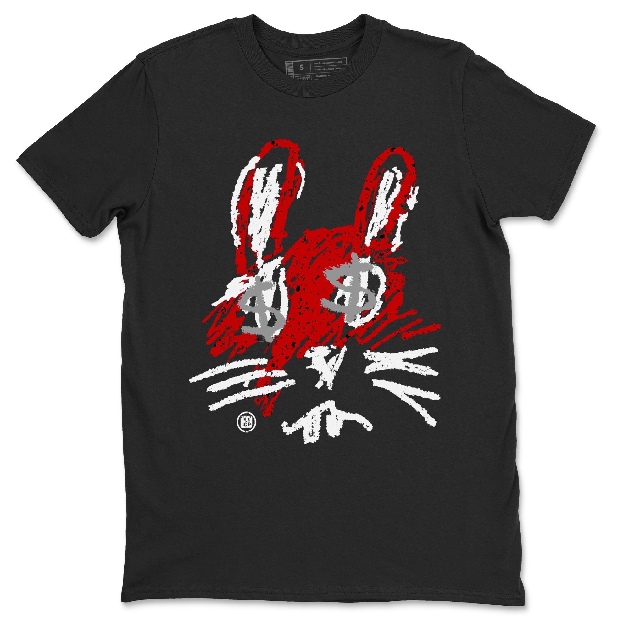 Air Jordan 4 Red Cement Sneaker Match Tees Crayon Bunny Streetwear Sneaker Shirt AJ4 Red Cement Sneaker Release Tees Unisex Shirts Black 2