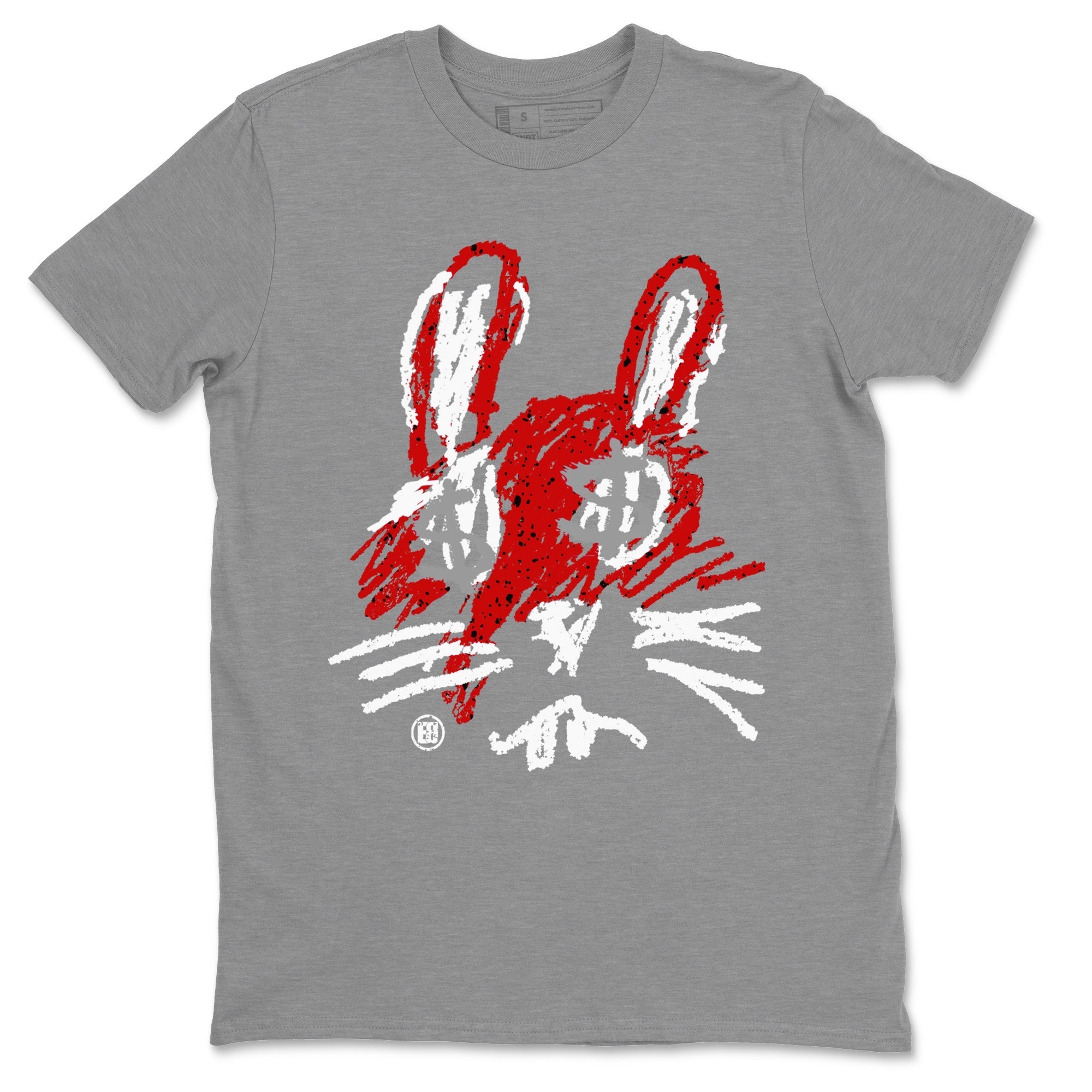 Air Jordan 4 Red Cement Sneaker Match Tees Crayon Bunny Streetwear Sneaker Shirt AJ4 Red Cement Sneaker Release Tees Unisex Shirts Heather Grey 2