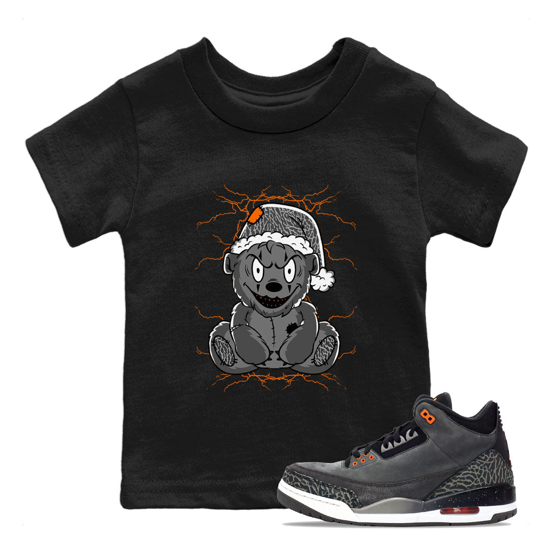 Air Jordan 3 Fear shirt to match jordans Creepy Bear sneaker tees Air Jordan 3 Retro Fear Drip Gear Zone Crew Neck T-ShirtBaby Toddler Black 1 T-Shirt
