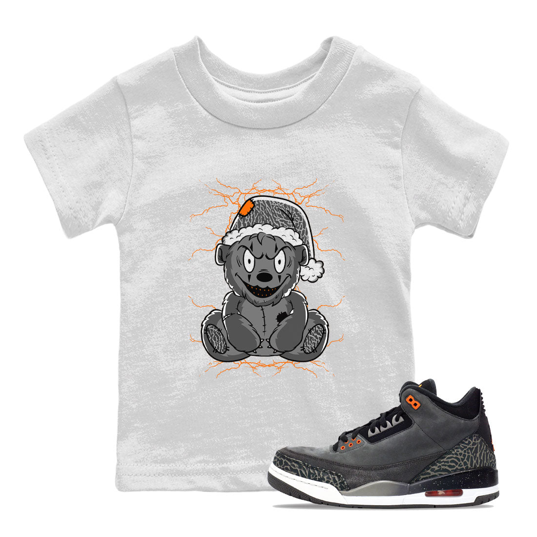 Air Jordan 3 Fear shirt to match jordans Creepy Bear sneaker tees Air Jordan 3 Retro Fear Drip Gear Zone Crew Neck T-ShirtBaby Toddler White 1 T-Shirt