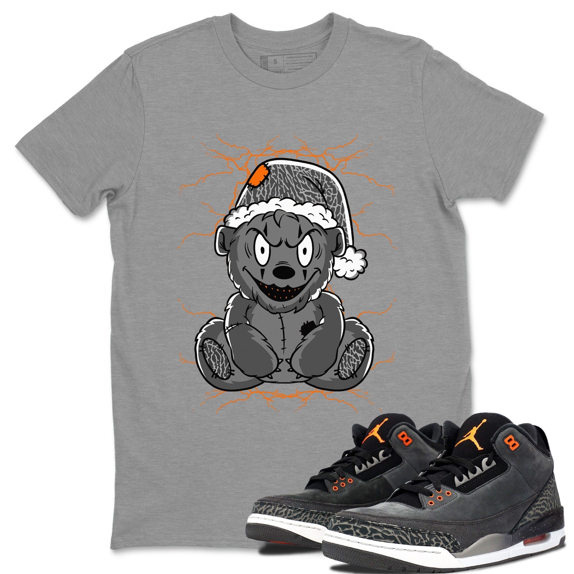 Air Jordan 3 Fear shirt to match jordans Creepy Bear sneaker tees Air Jordan 3 Retro Fear Drip Gear Zone Crew Neck T-ShirtUnisex Heather Grey 1 T-Shirt