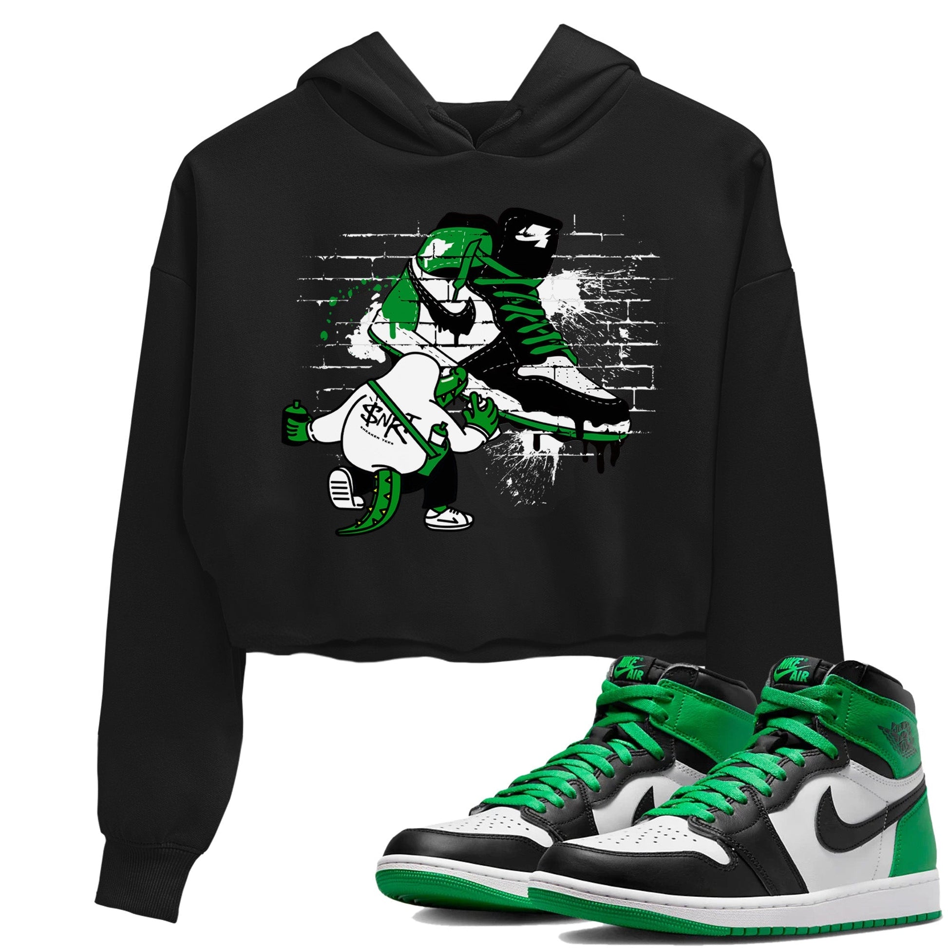 Air Jordan 1 Celtics Sneaker Match Tees Crocodile Artist Streetwear Sneaker Shirt Air Jordan 1 Retro Celtics Sneaker Release Tees Women's Shirts Black 1