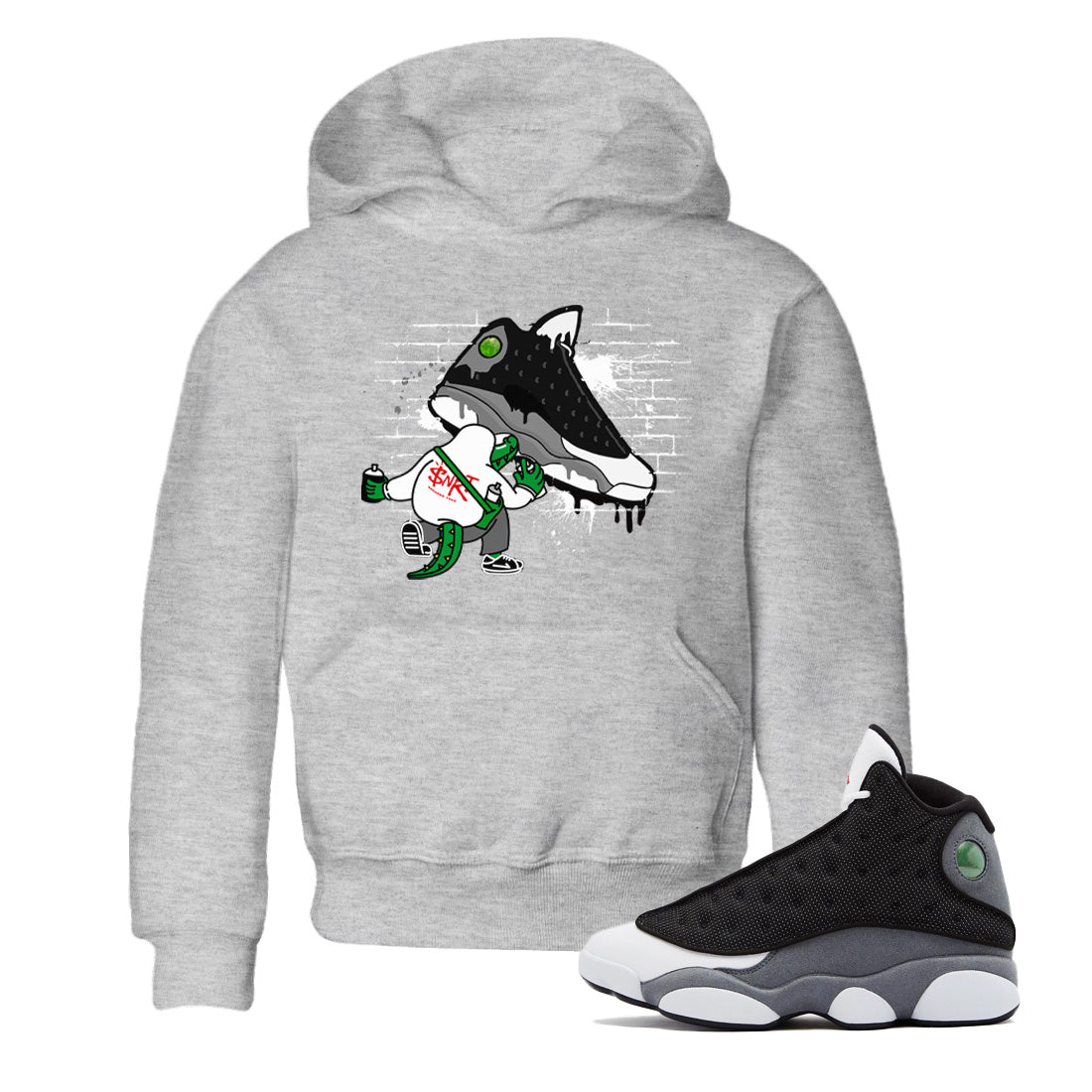 Air Jordan 13 Black Flint Sneaker Match Tees Crocodile Artist Streetwear Sneaker Shirt Air Jordan 13 Retro Black Flint Sneaker Release Tees Kids Shirts Heather Grey 1