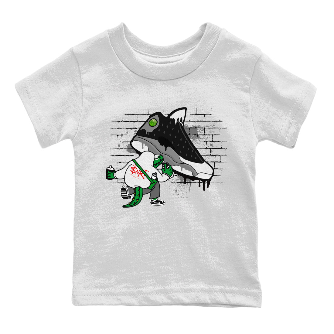 Air Jordan 13 Black Flint Sneaker Match Tees Crocodile Artist Streetwear Sneaker Shirt Air Jordan 13 Retro Black Flint Sneaker Release Tees Kids Shirts White 2