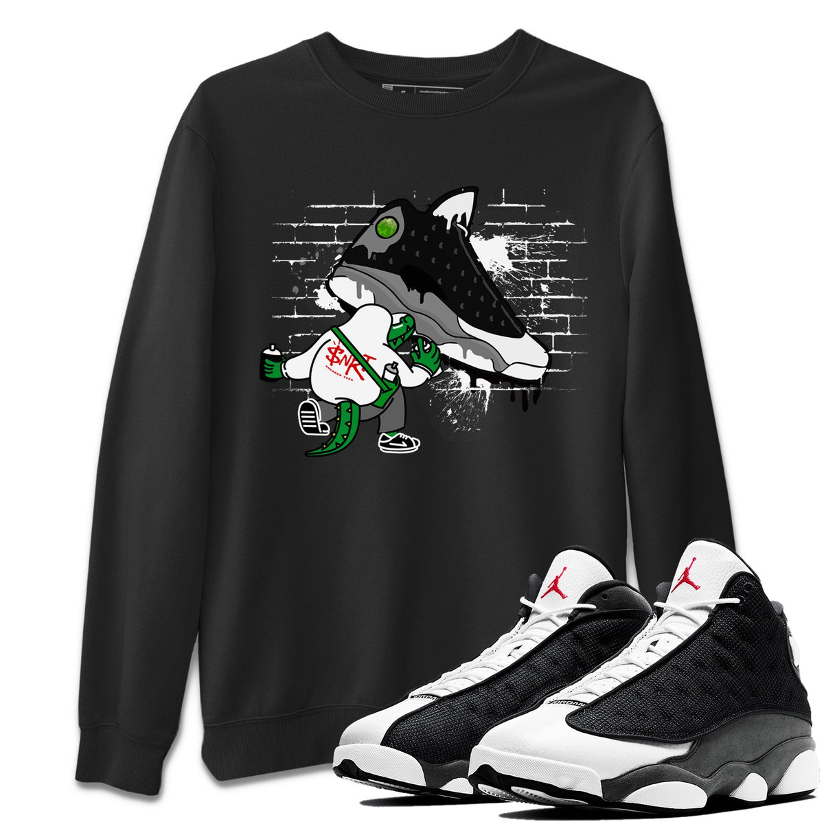 Air Jordan 13 Black Flint Sneaker Match Tees Crocodile Artist Streetwear Sneaker Shirt Air Jordan 13 Retro Black Flint Sneaker Release Tees Unisex Shirts Black 1