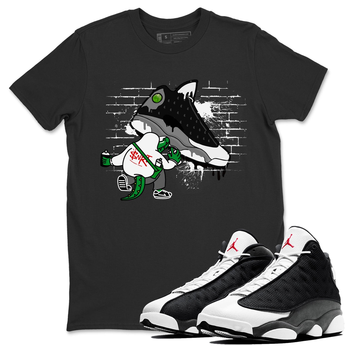Air Jordan 13 Black Flint Sneaker Match Tees Crocodile Artist Streetwear Sneaker Shirt Air Jordan 13 Retro Black Flint Sneaker Release Tees Unisex Shirts Black 1