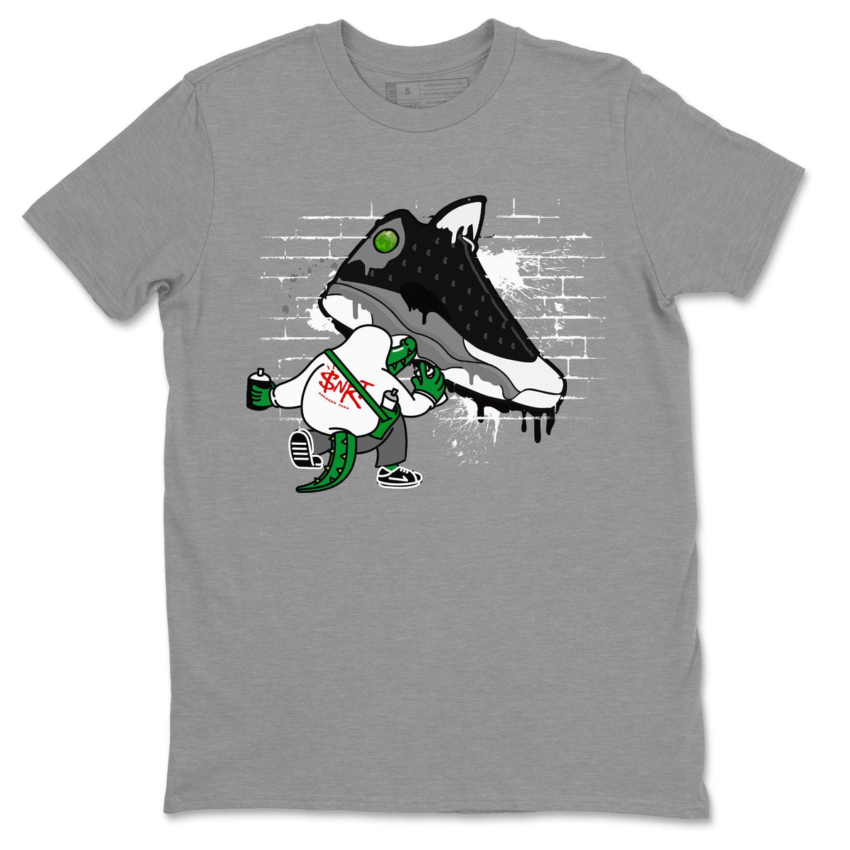 Air Jordan 13 Black Flint Sneaker Match Tees Crocodile Artist Streetwear Sneaker Shirt Air Jordan 13 Retro Black Flint Sneaker Release Tees Unisex Shirts Heather Grey 2