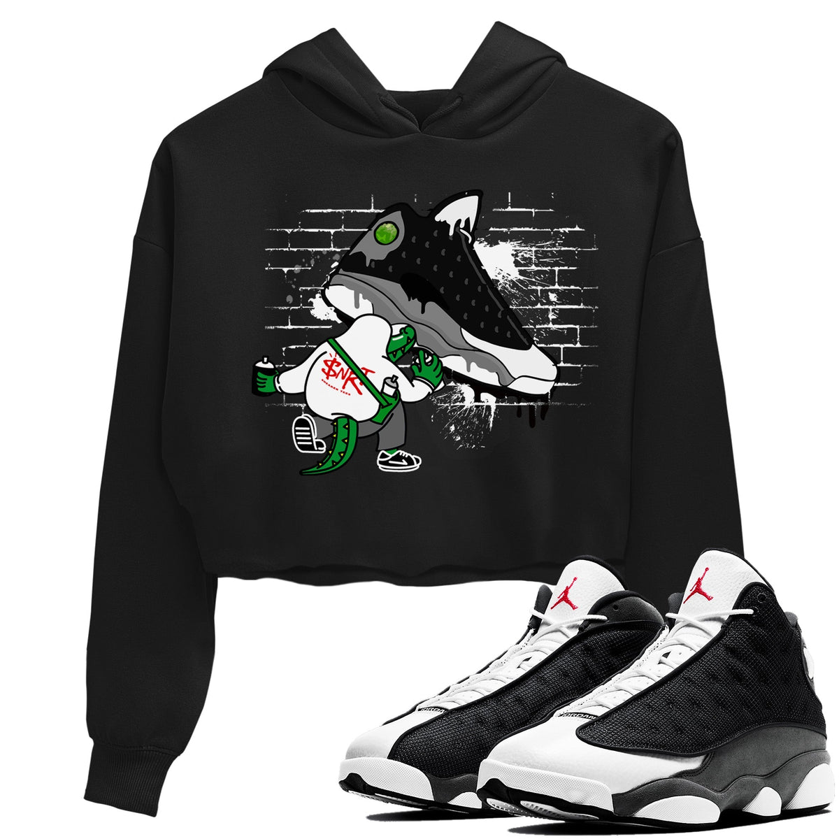 Air Jordan 13 Black Flint Sneaker Match Tees Crocodile Artist Streetwear Sneaker Shirt Air Jordan 13 Retro Black Flint Sneaker Release Tees Women's Shirts Black 1