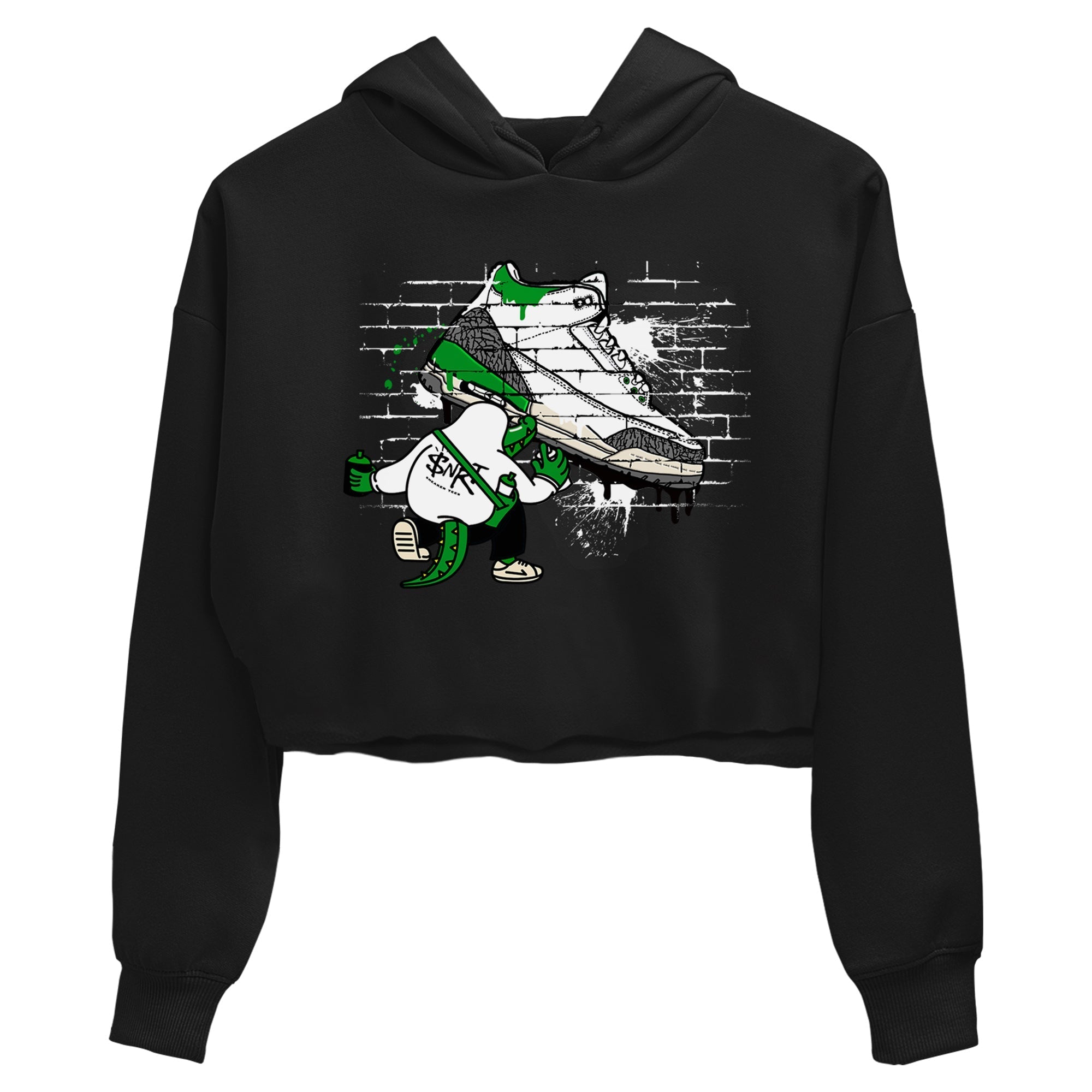 AJ3 Lucky Green Sneaker Match Tees Crocodile Artist Streetwear Sneaker Shirt Air Jordan 3 Lucky Green Sneaker Release Tees Women's Shirts Black 2
