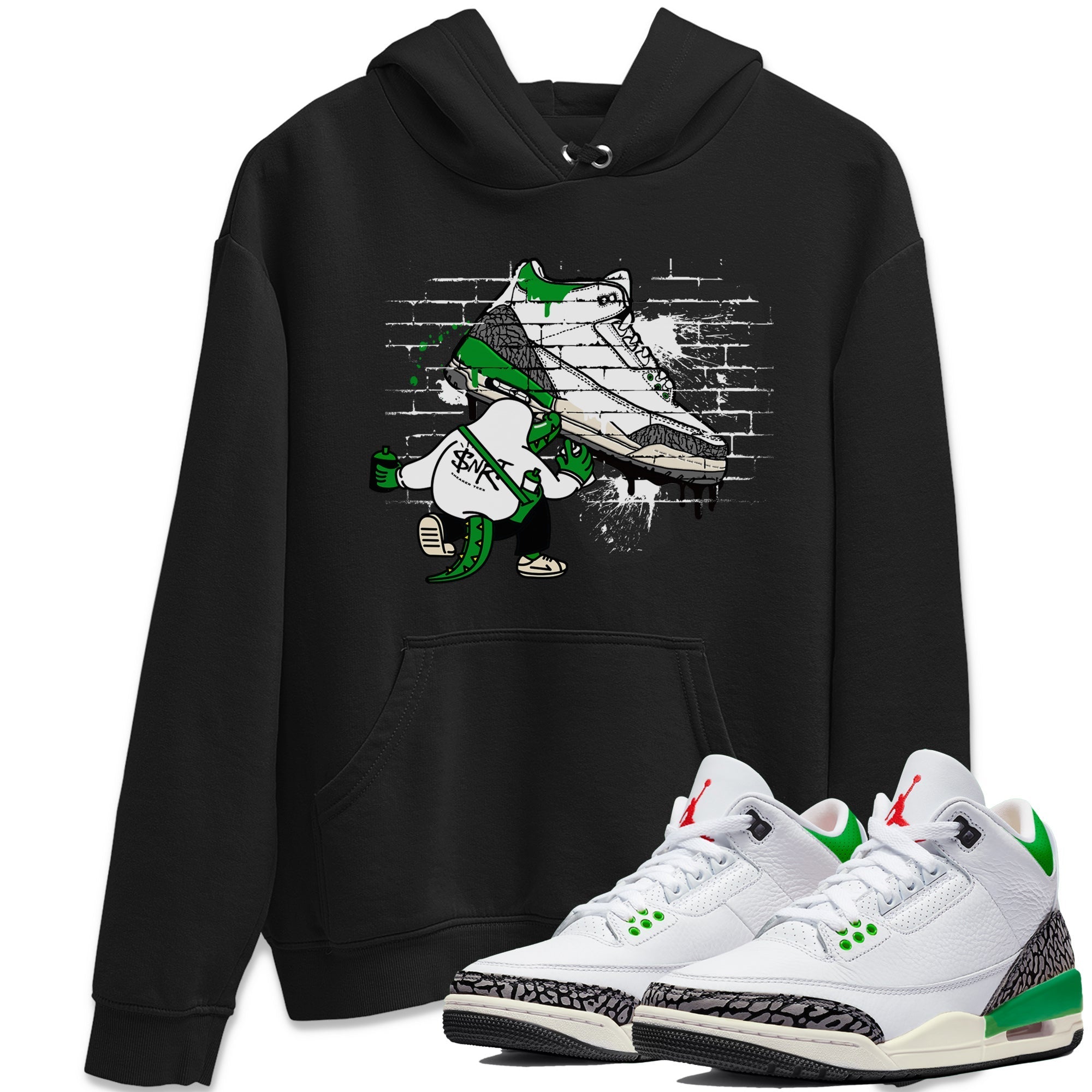 AJ3 Lucky Green Sneaker Match Tees Crocodile Artist Streetwear Sneaker Shirt Air Jordan 3 Lucky Green Sneaker Release Tees Unisex Shirts Black 1