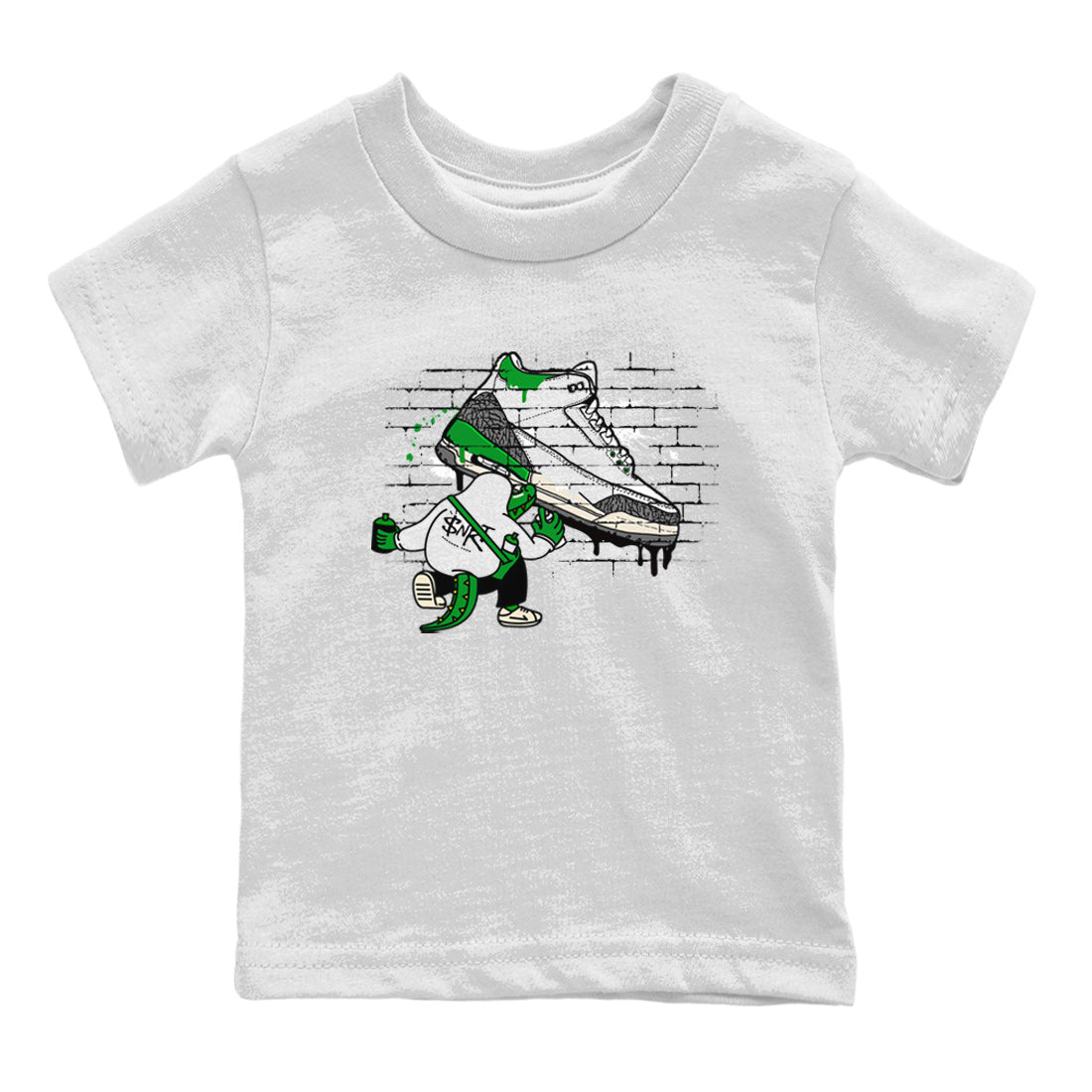 AJ3 Lucky Green Sneaker Match Tees Crocodile Artist Streetwear Sneaker Shirt Air Jordan 3 Lucky Green Sneaker Release Tees Kids Shirts White 2