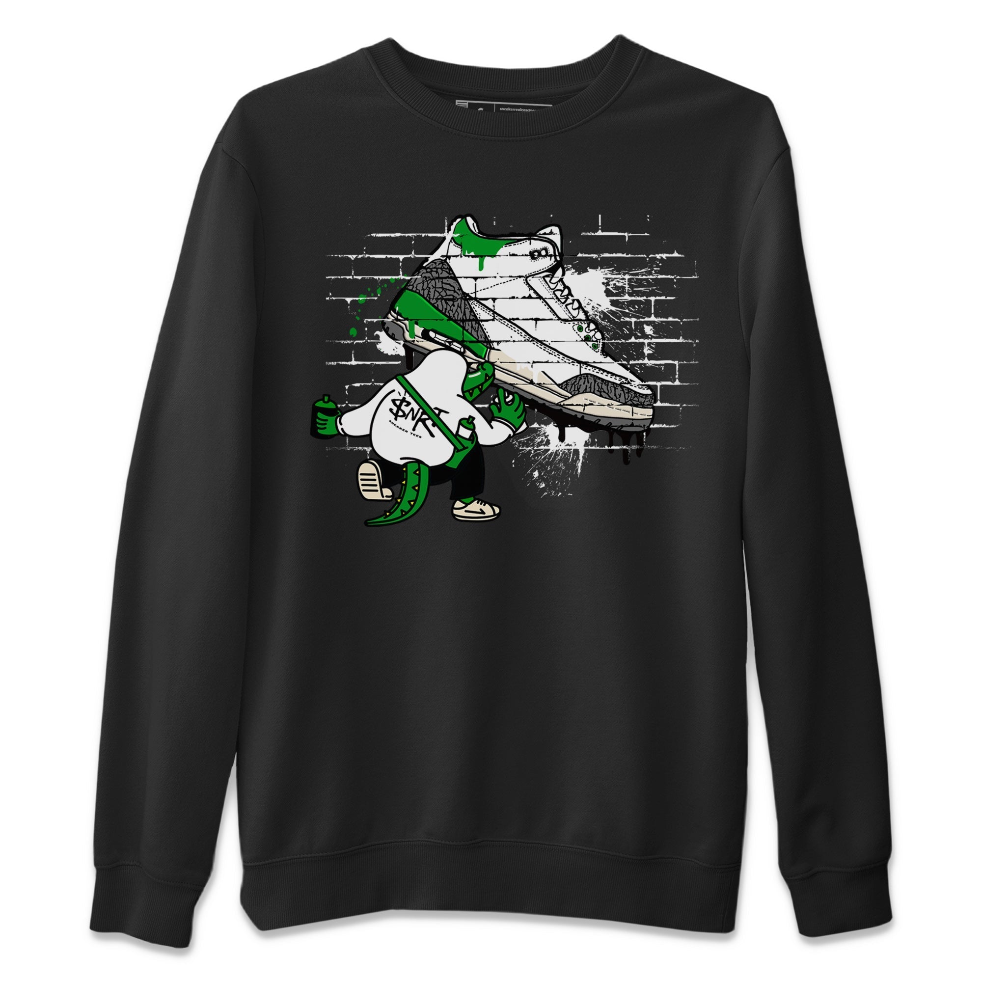 AJ3 Lucky Green Sneaker Match Tees Crocodile Artist Streetwear Sneaker Shirt Air Jordan 3 Lucky Green Sneaker Release Tees Unisex Shirts Black 2