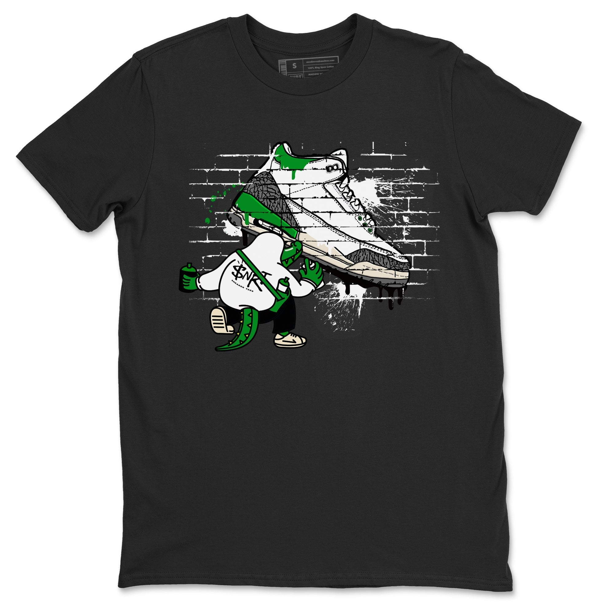 AJ3 Lucky Green Sneaker Match Tees Crocodile Artist Streetwear Sneaker Shirt Air Jordan 3 Lucky Green Sneaker Release Tees Unisex Shirts Black 2