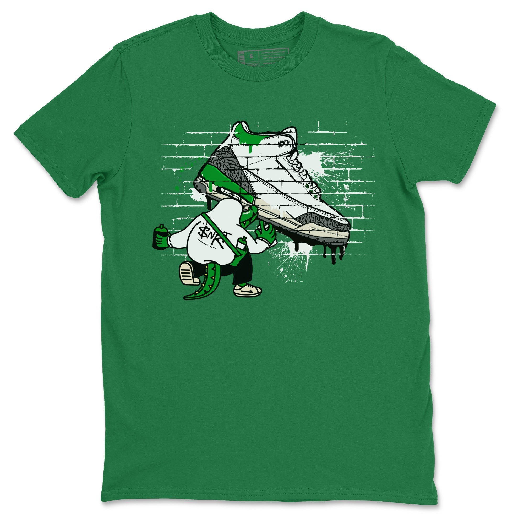 AJ3 Lucky Green Sneaker Match Tees Crocodile Artist Streetwear Sneaker Shirt Air Jordan 3 Lucky Green Sneaker Release Tees Unisex Shirts Kelly Green 2