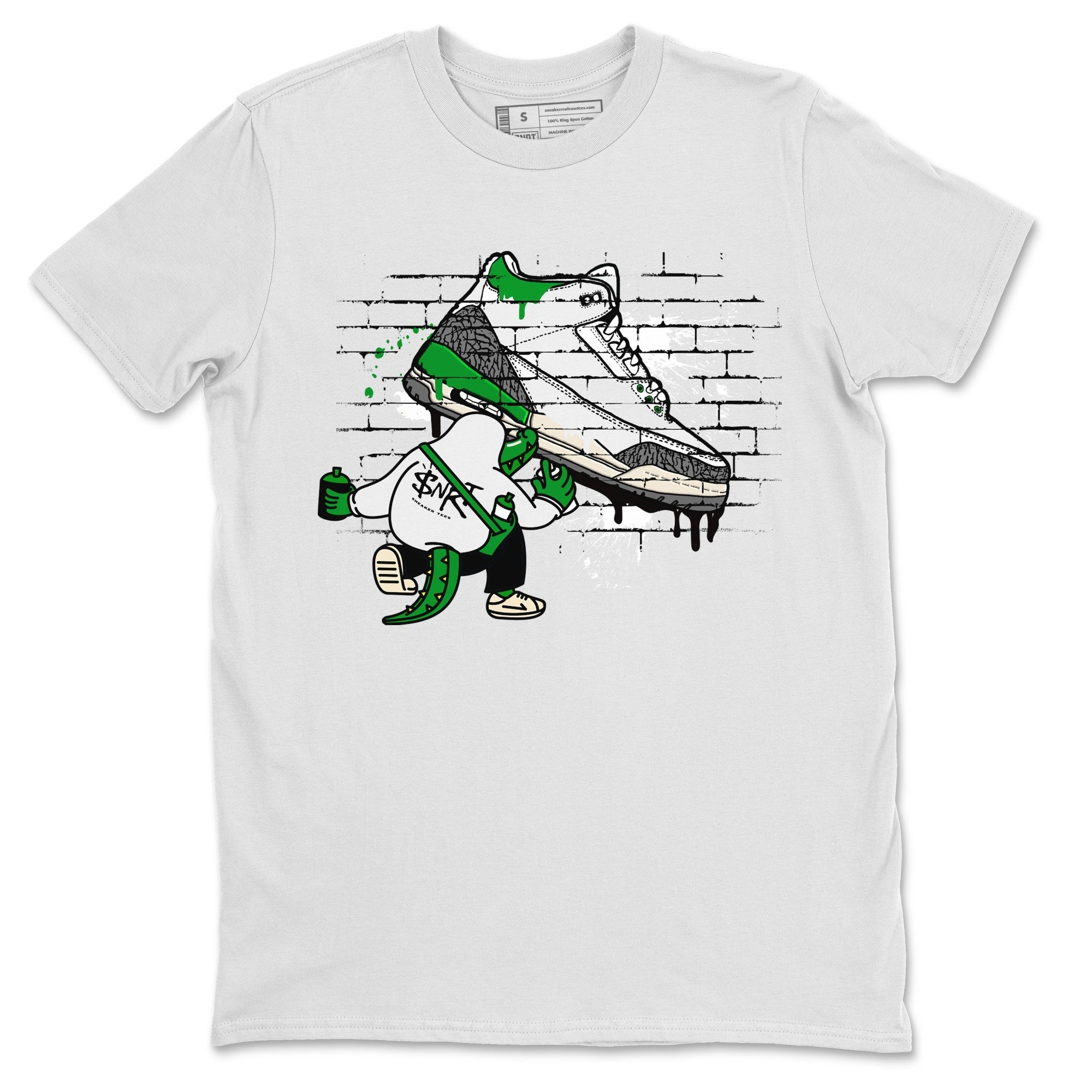 AJ3 Lucky Green Sneaker Match Tees Crocodile Artist Streetwear Sneaker Shirt Air Jordan 3 Lucky Green Sneaker Release Tees Unisex Shirts White 2