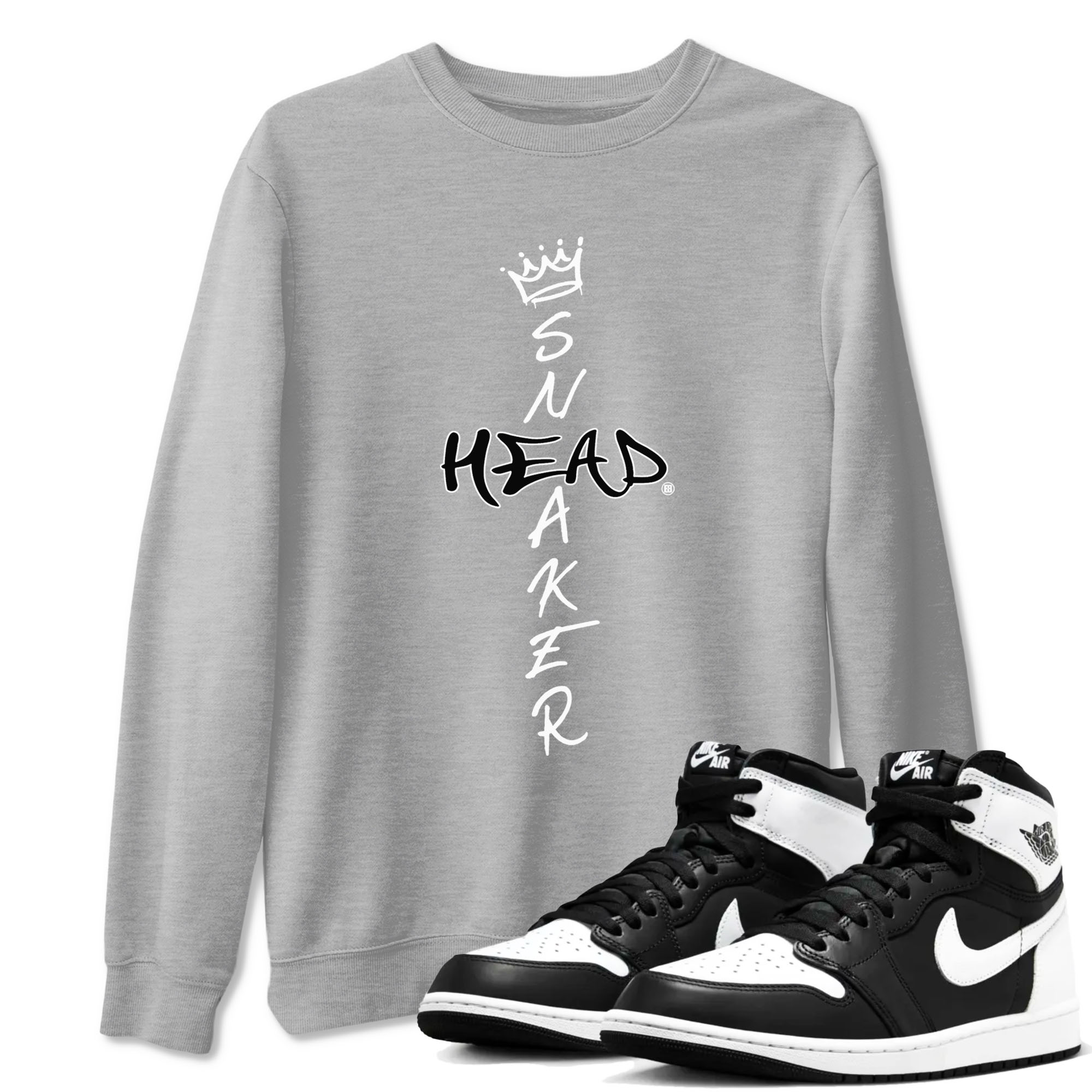 1s Black White shirt to match jordans streetwear brand Cross Sneakerhead sneaker tees Air Jordan 1 Black White Drip Gear Zone unisex cotton Heather Grey 1 crew neck shirt
