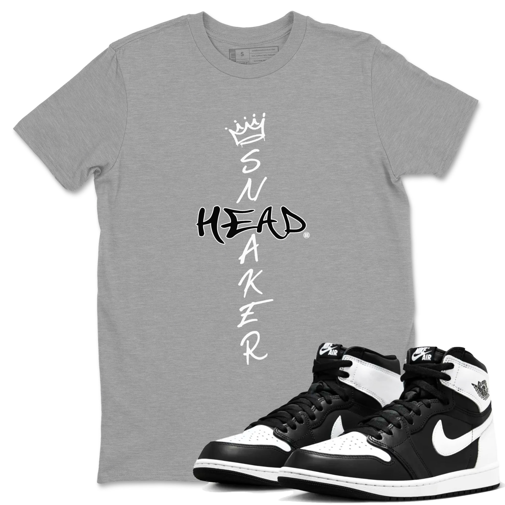 1s Black White shirt to match jordans streetwear brand Cross Sneakerhead sneaker tees Air Jordan 1 Black White Drip Gear Zone unisex cotton Heather Grey 1 crew neck shirt