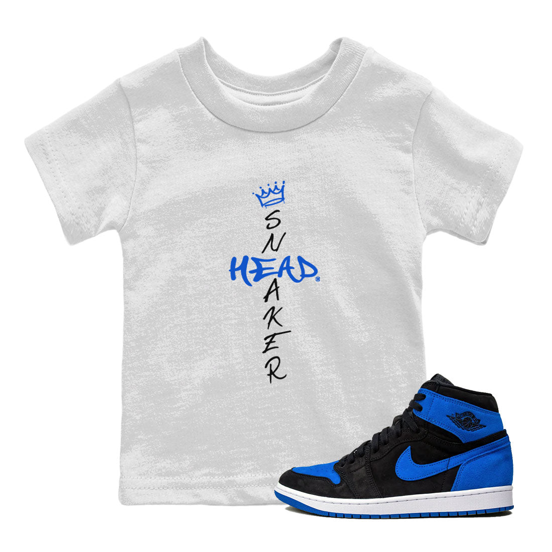 1s Royal Reimagined shirt to match jordans Cross Sneakerhead sneaker shirts Air Jordan 1 Royal Reimagined Drip Gear Zone Kids Baby Toddler sneaker shirts White 1 T-Shirt