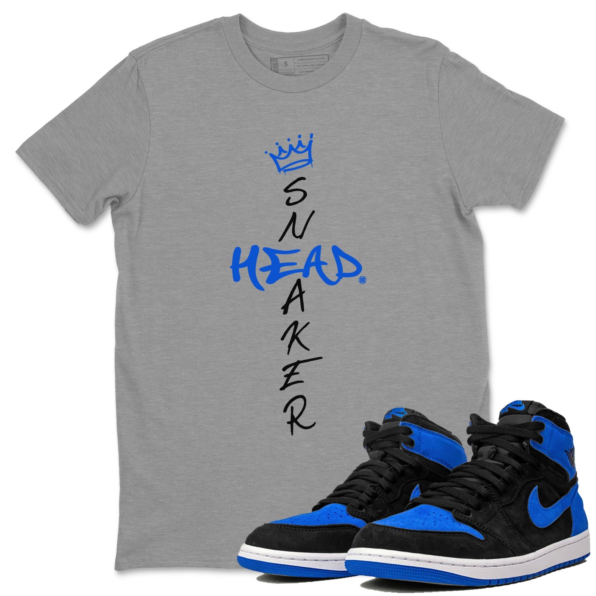 1s Royal Reimagined shirt to match jordans Cross Sneakerhead sneaker shirts Air Jordan 1 Royal Reimagined Drip Gear Zone Unisex Sneaker Tees and Sneaker Match T-Shirt Heather Grey 1 T-Shirt