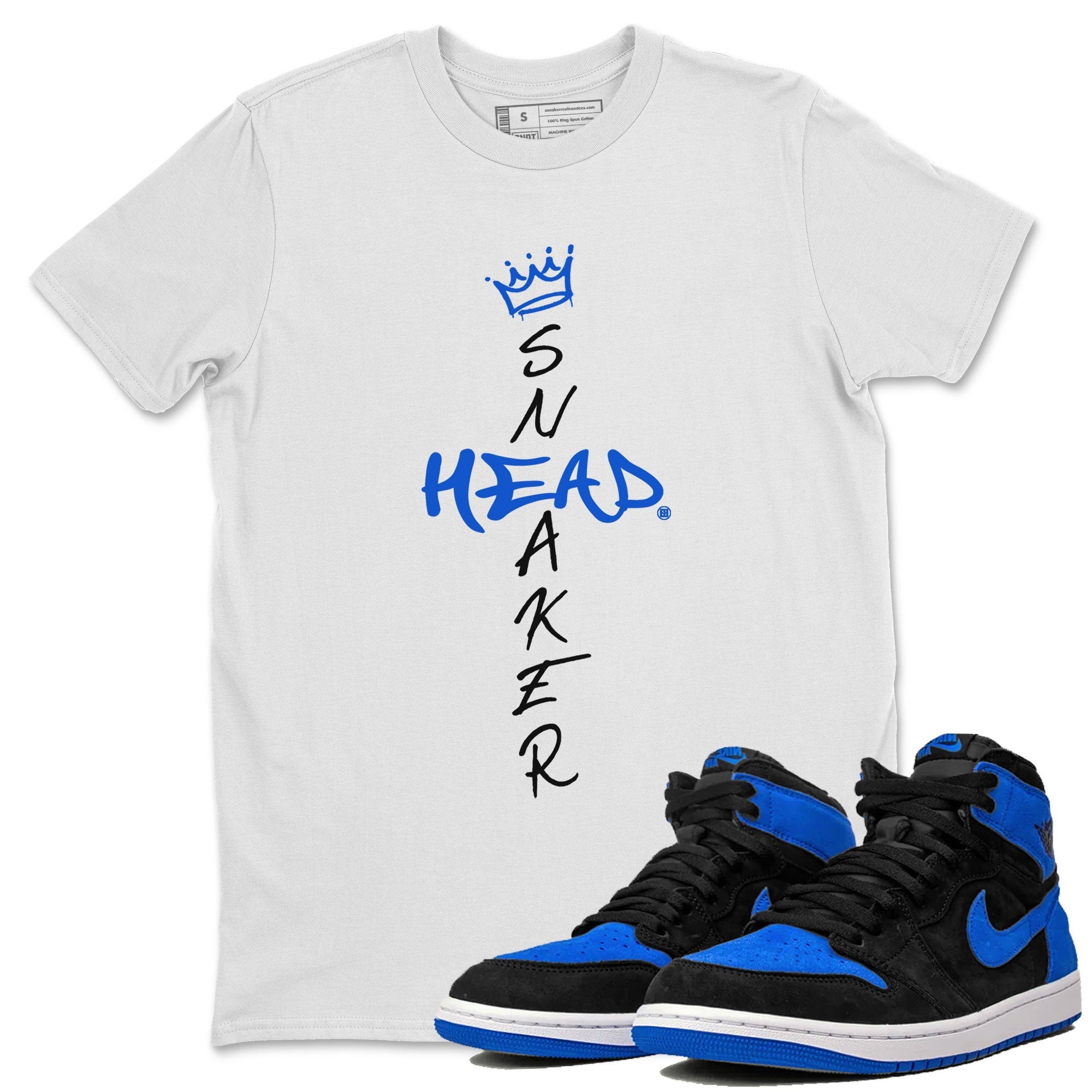 1s Royal Reimagined shirt to match jordans Cross Sneakerhead sneaker shirts Air Jordan 1 Royal Reimagined Drip Gear Zone Unisex Sneaker Tees and Sneaker Match T-Shirt White 1 T-Shirt