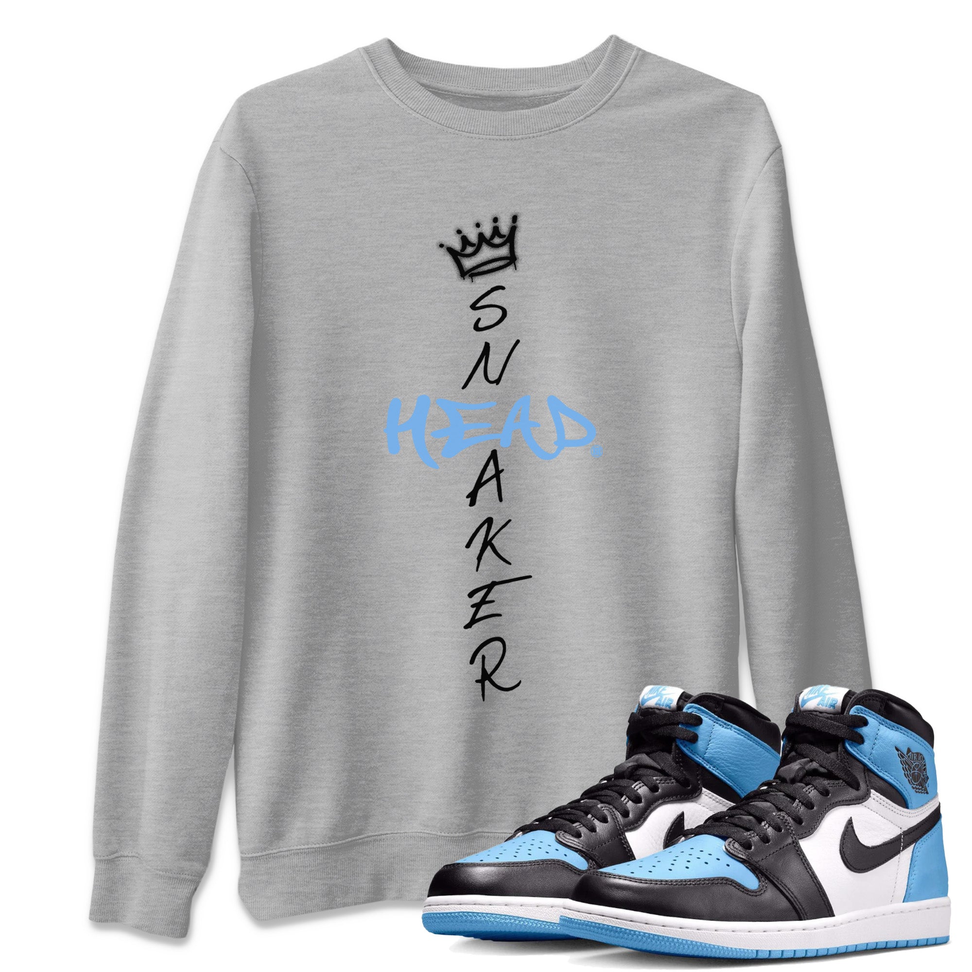 Air Jordan 1 Retro High OG UNC Toe Shirt to match Jordans Cross Sneakerhead Streetwear Sneaker Shirt Air Jordan 1 High OG UNC Toe Drip Gear Zone Sneaker Matching Clothing Crew Neck T-Shirts Heather Grey 1