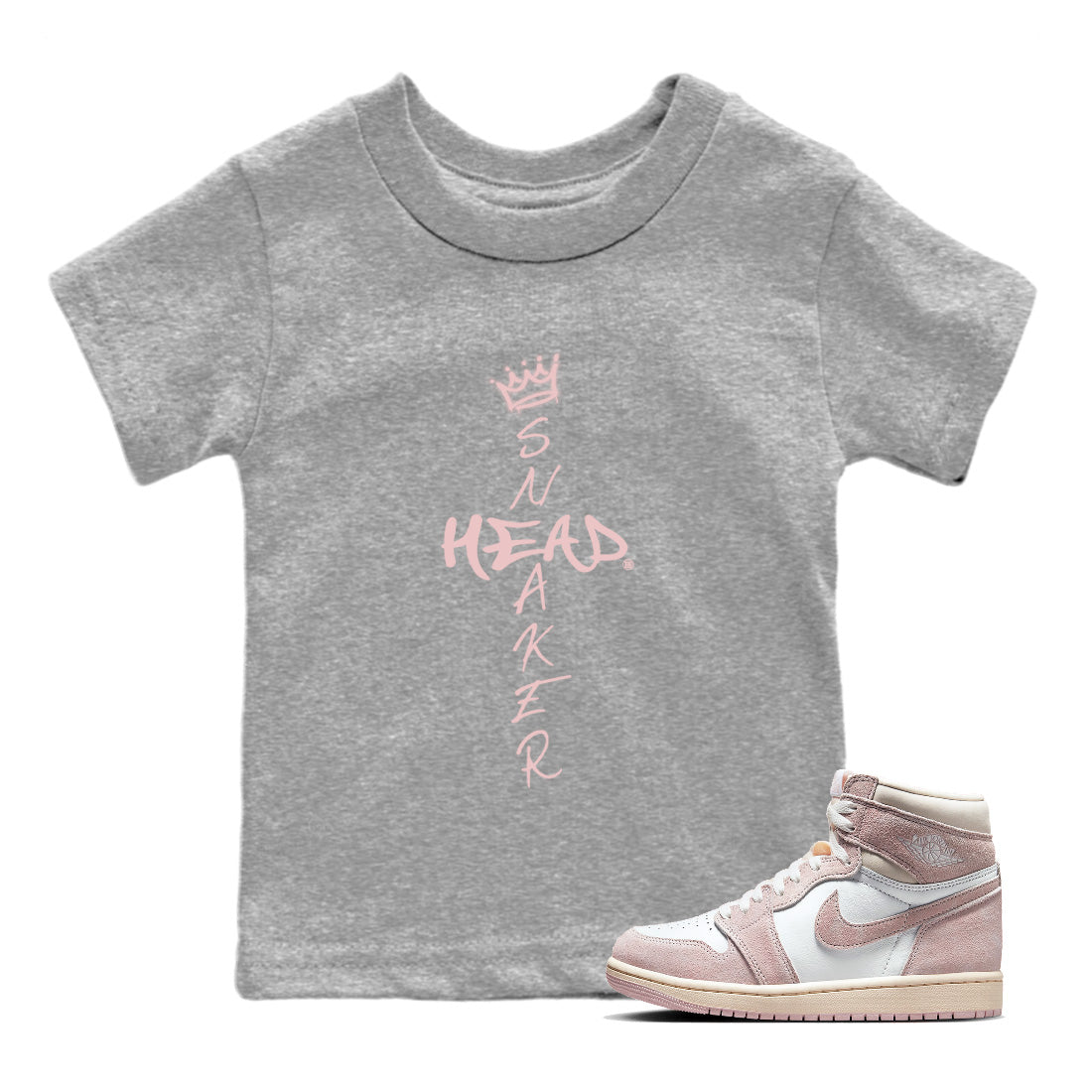 Air Jordan 1 Washed Pink Sneaker Match Tees Cross Sneakerhead Streetwear Sneaker Shirt Air Jordan 1 High OG WMNS Washed Pink Sneaker Release Tees Kids Shirts Heather Grey 1