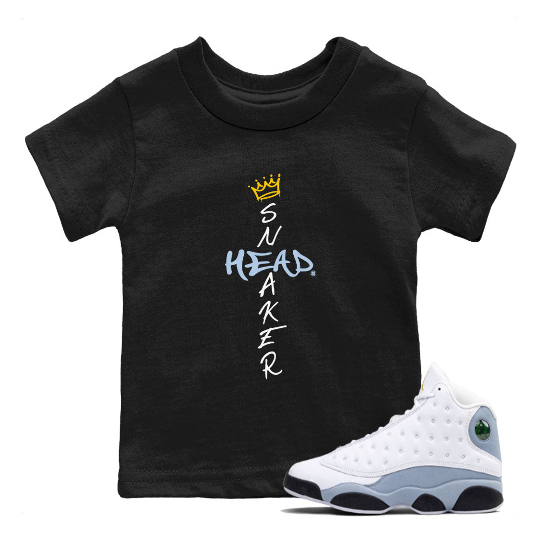 13s Blue Grey shirt to match jordans Cross Sneakerhead sneaker tees Air Jordan 13 Blue Grey Drip Gear Zone baby toddler Black 1 cotton Shirt