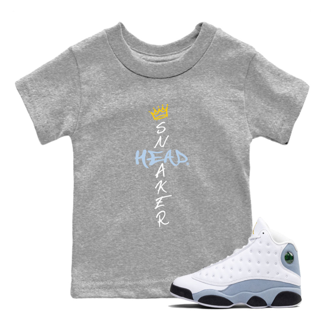 13s Blue Grey shirt to match jordans Cross Sneakerhead sneaker tees Air Jordan 13 Blue Grey Drip Gear Zone baby toddler Heather Grey 1 cotton Shirt