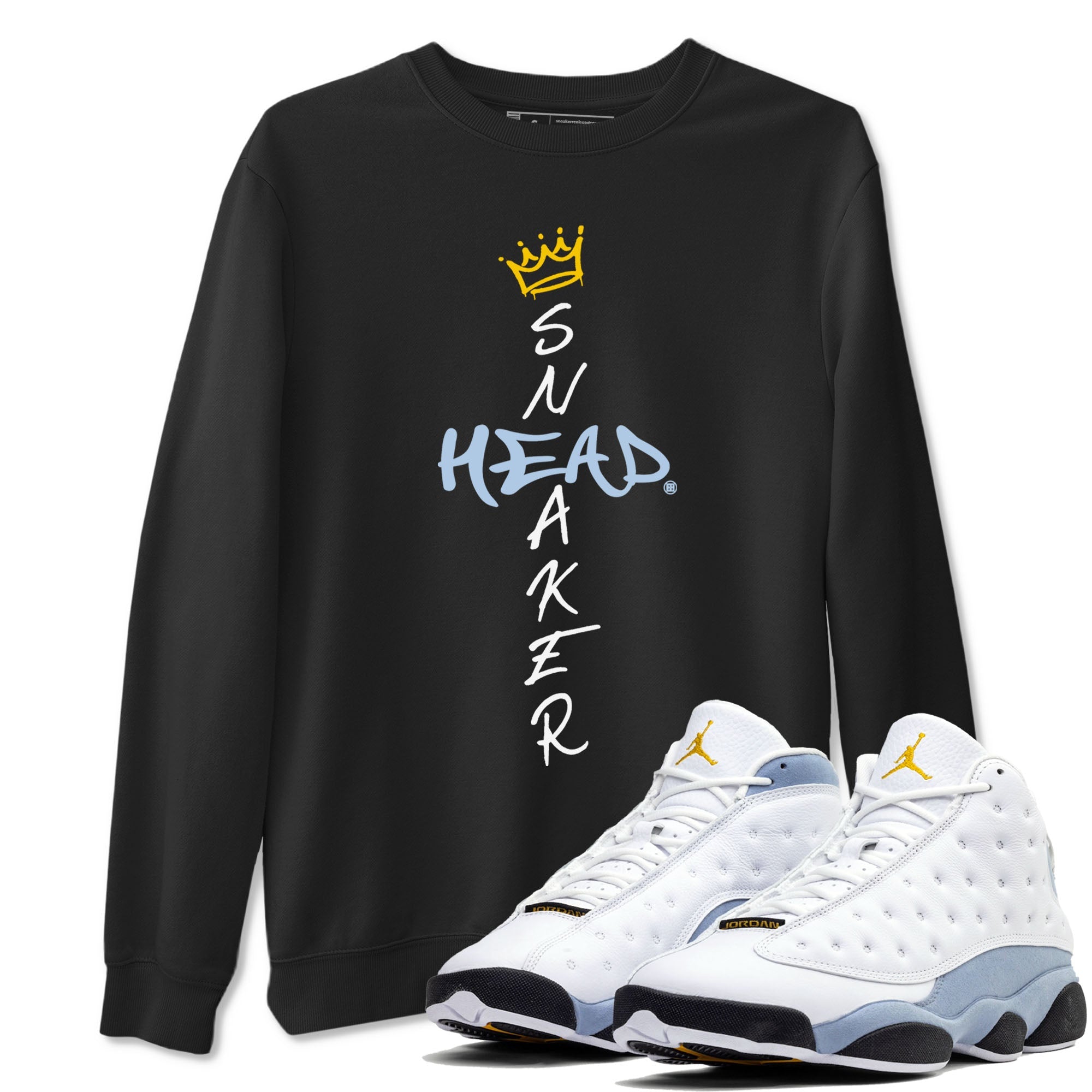13s Blue Grey shirt to match jordans Cross Sneakerhead sneaker tees Air Jordan 13 Blue Grey Drip Gear Zone unisex cotton Black 1 crew neck shirt