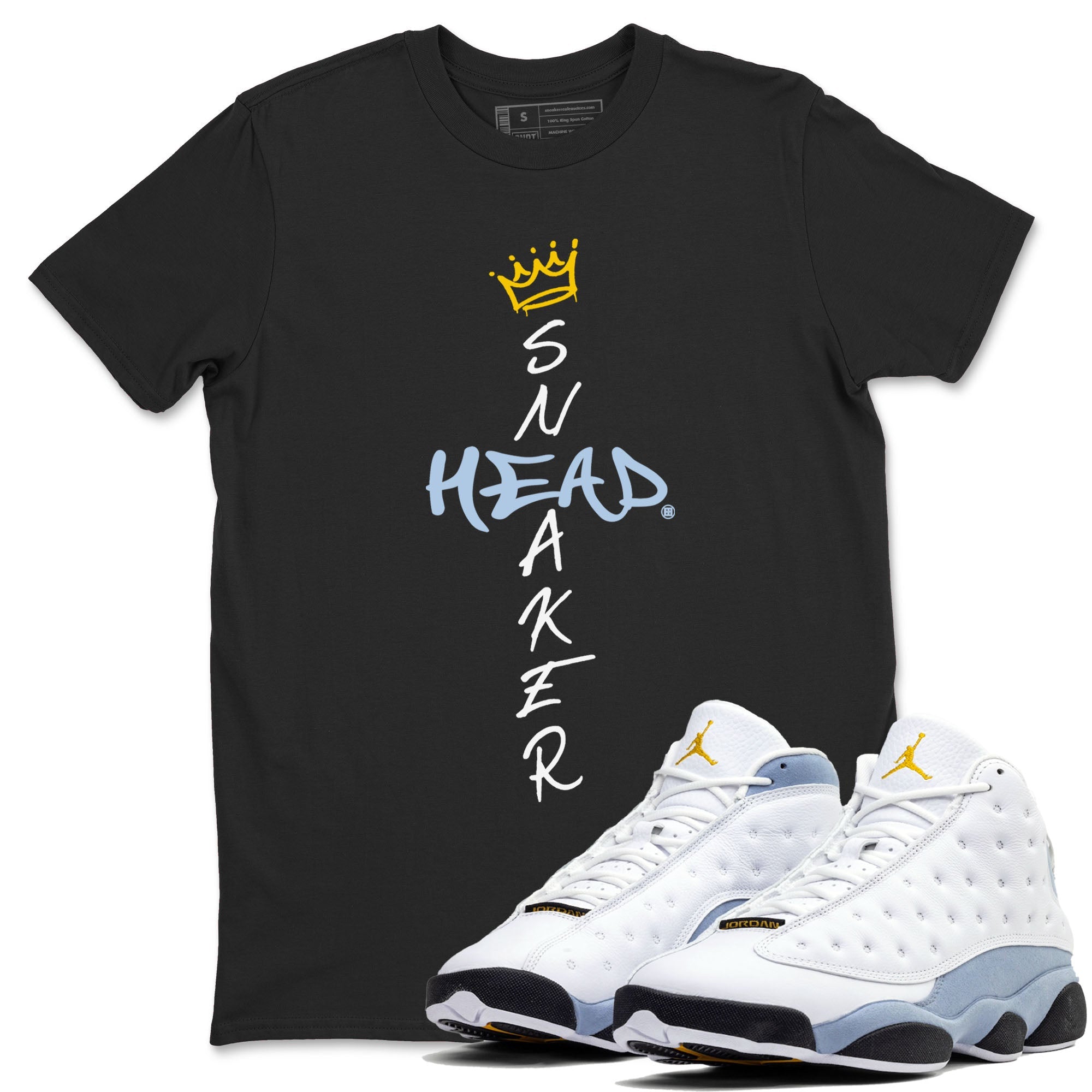13s Blue Grey shirt to match jordans Cross Sneakerhead sneaker tees Air Jordan 13 Blue Grey Drip Gear Zone unisex cotton Black 1 crew neck shirt