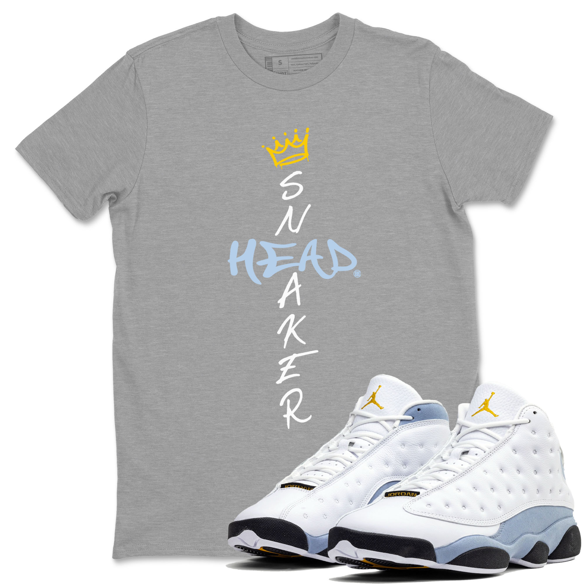 13s Blue Grey shirt to match jordans Cross Sneakerhead sneaker tees Air Jordan 13 Blue Grey Drip Gear Zone unisex cotton Heather Grey 1 crew neck shirt