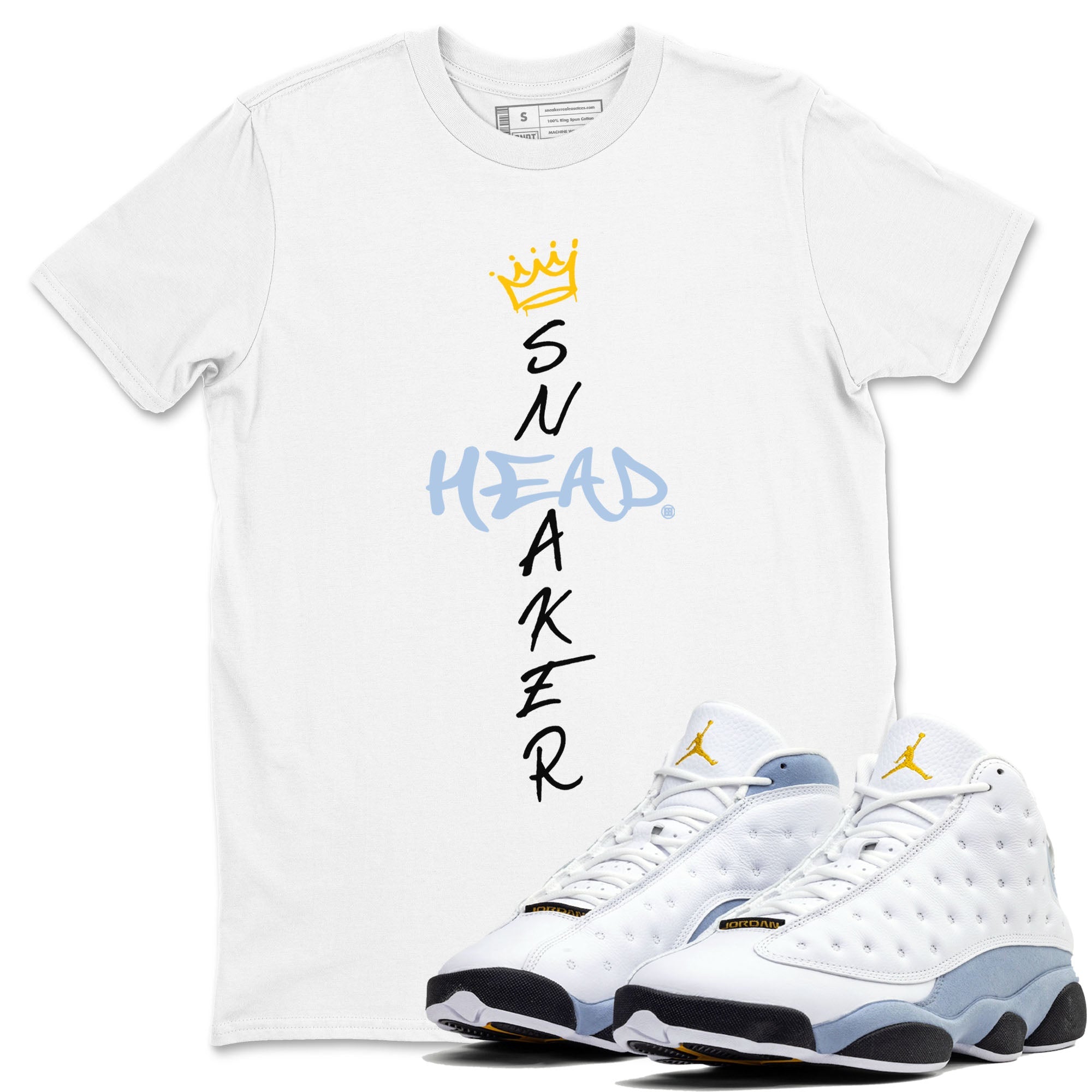 13s Blue Grey shirt to match jordans Cross Sneakerhead sneaker tees Air Jordan 13 Blue Grey Drip Gear Zone unisex cotton White 1 crew neck shirt