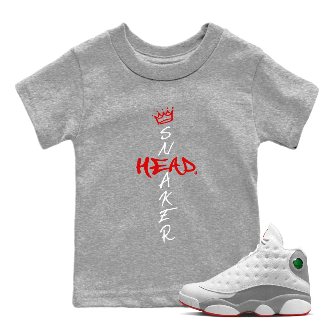 Air Jordan 13 Wolf Grey Sneaker Match Tees Cross Sneakerhead Streetwear Sneaker Shirt Air Jordan 13 Retro Wolf Grey T-Shirt Kids Shirts Heather Grey 1
