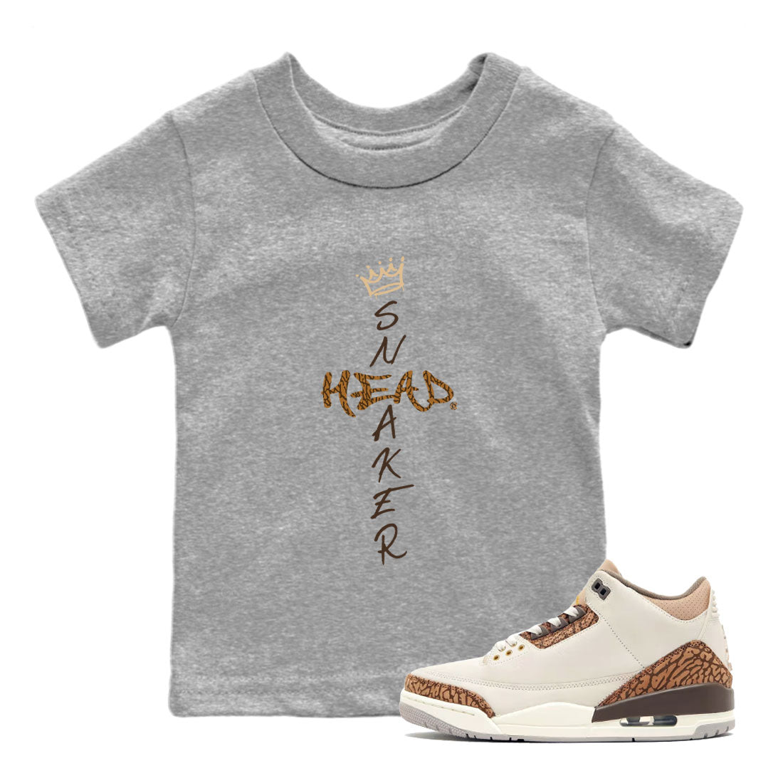 Air Jordan 3 Palomino shirt to match jordans Cross Sneakerhead Streetwear Sneaker Shirt 3s Palomino Drip Gear Zone Sneaker Matching Clothing Baby Toddler Heather Grey 1 T-Shirt